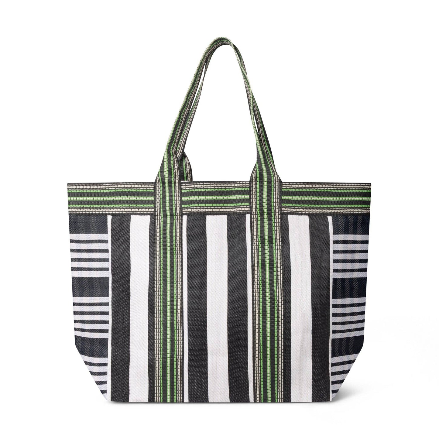 British Colour Standard - Eco Woven Shopper / Beach Bag in Jet and Grass Green