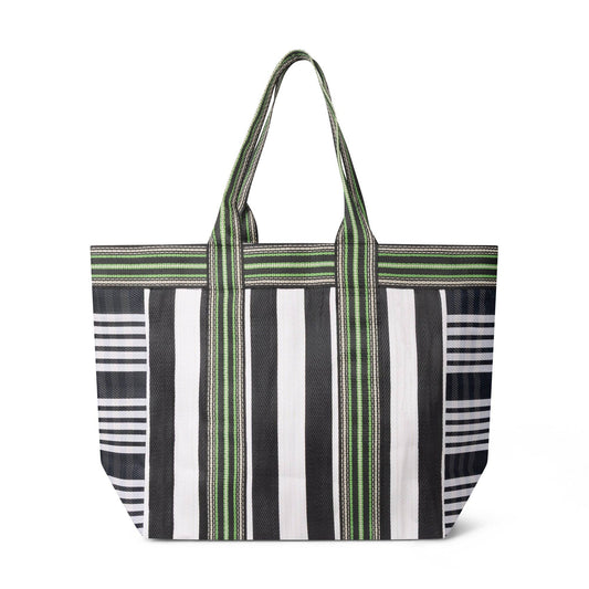 British Colour Standard - Eco Woven Shopper / Beach Bag in Jet and Grass Green