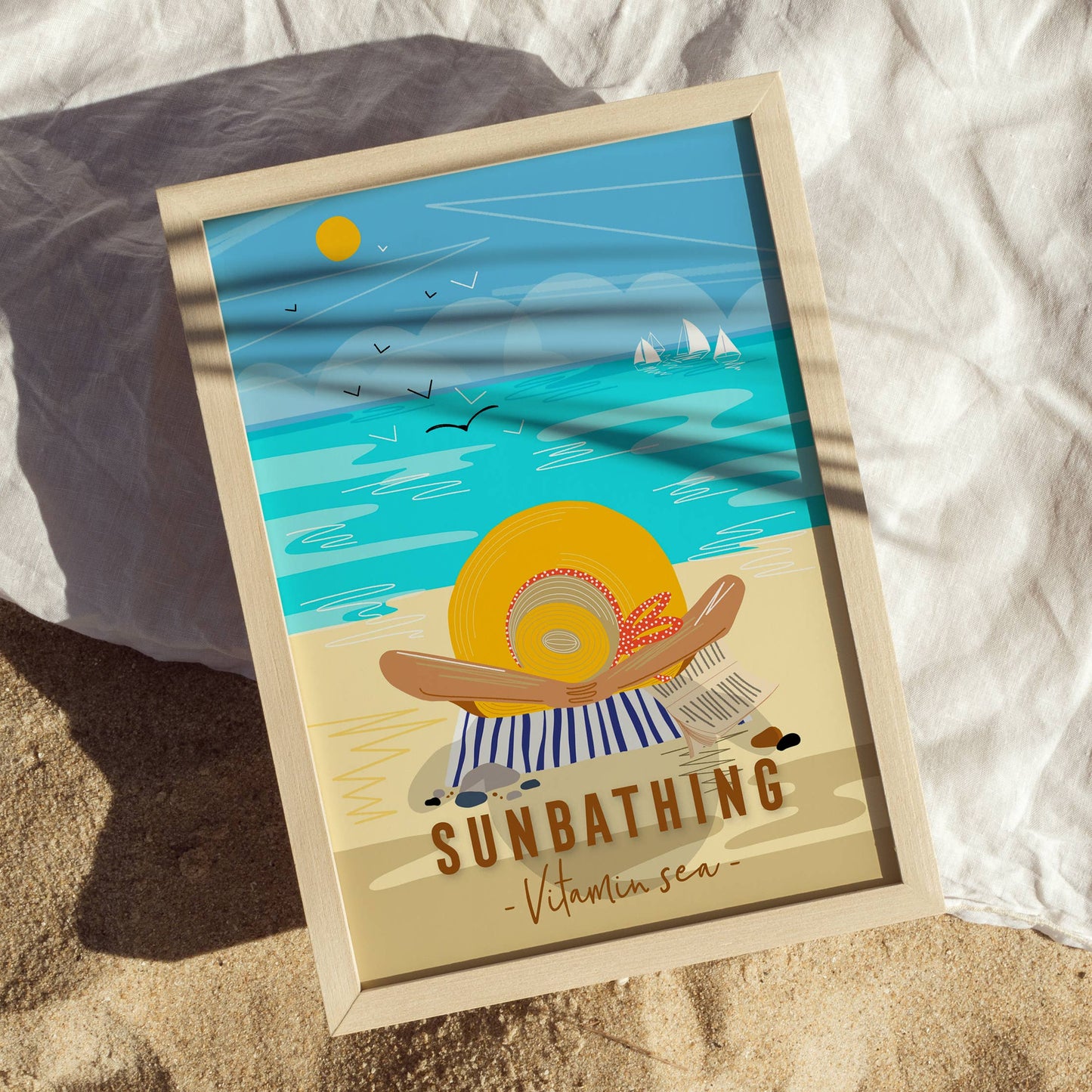 Onneke - Coastal print sunshine print seaside print sunbathing