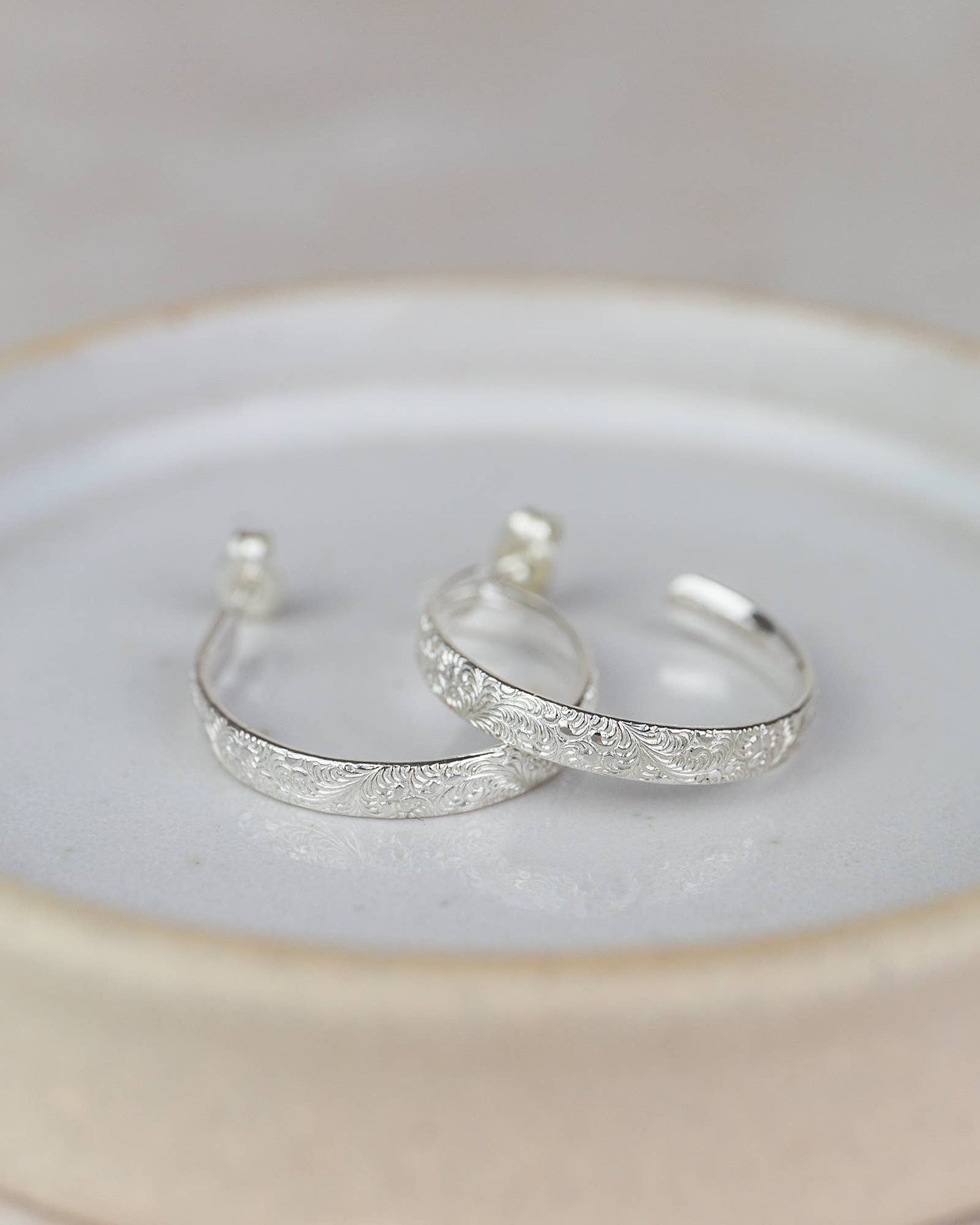 Lucy Kemp Jewellery - Sterling Silver Large Lace Hoops