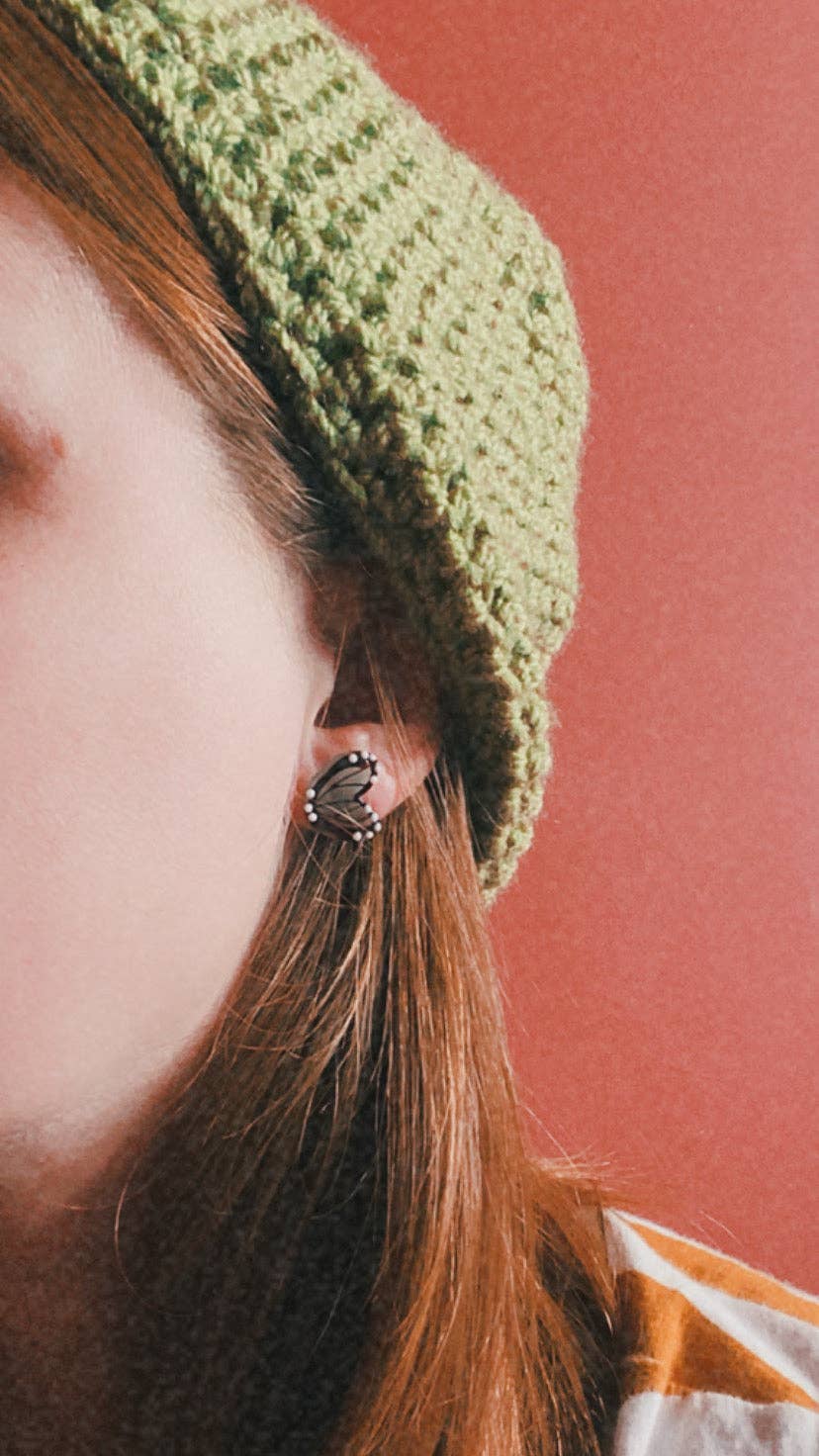 Helen Chalmers - Handmade Butterfly Wing Studs, Crocus