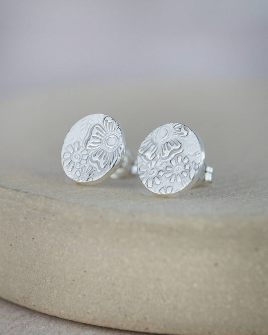 Lucy Kemp Jewellery - Sterling Silver Textured Circle Studs