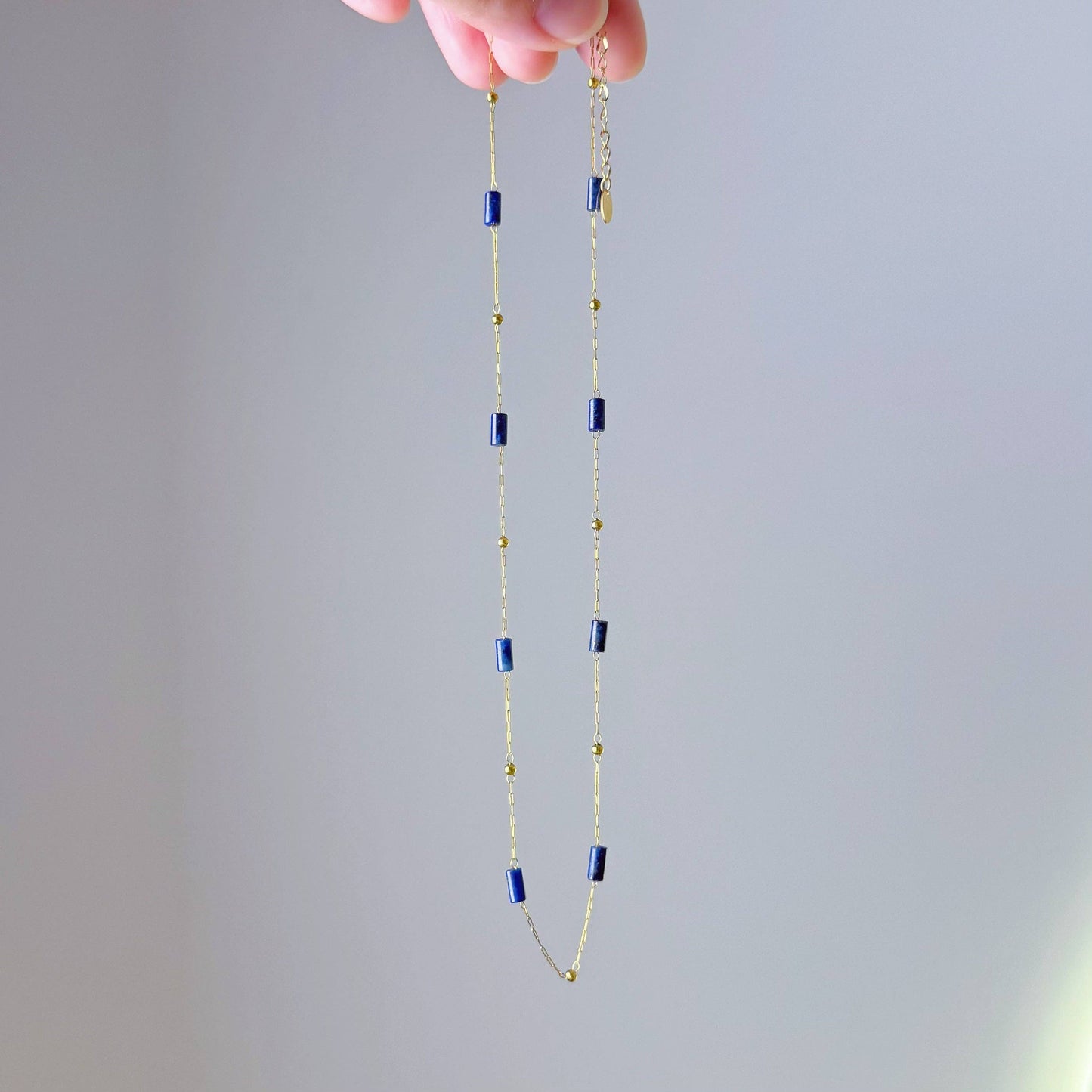 Ninaouity - Handmade Lapis Lazuli Tube Crystal Necklace