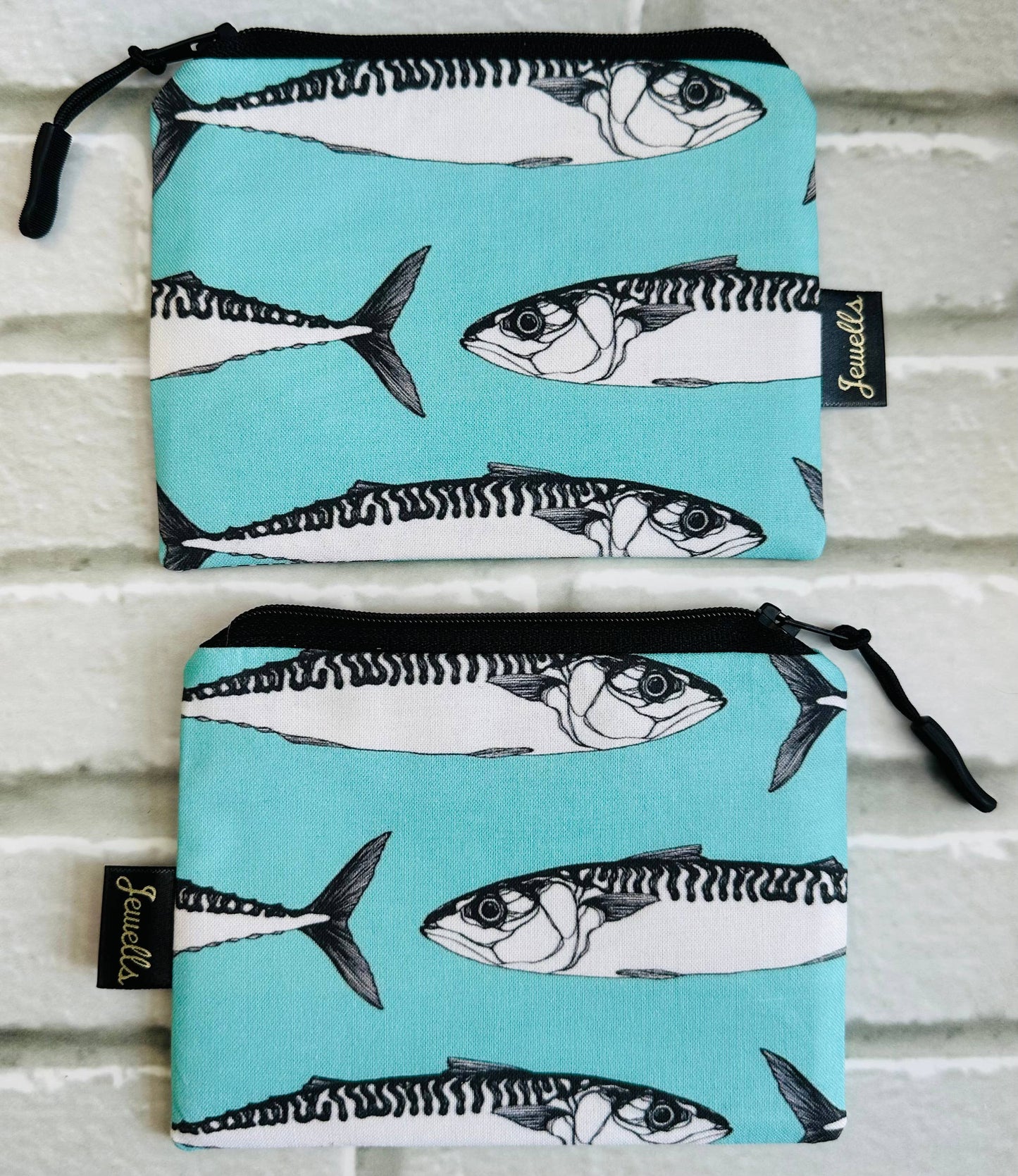Jewells - Mackerel fabric coin purse pouch fish turquoise