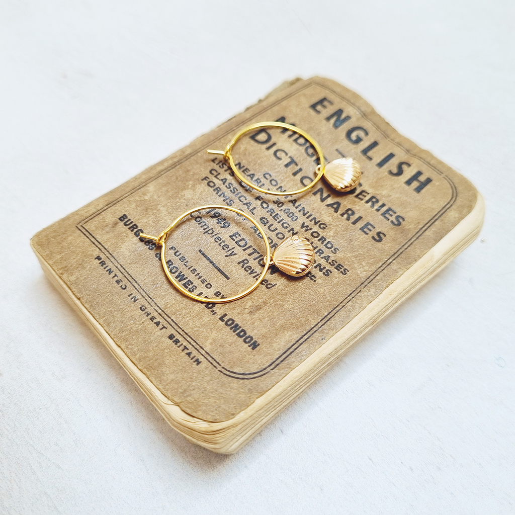 Zamsoe - Gold Plated Seashell Hoop Earrings.