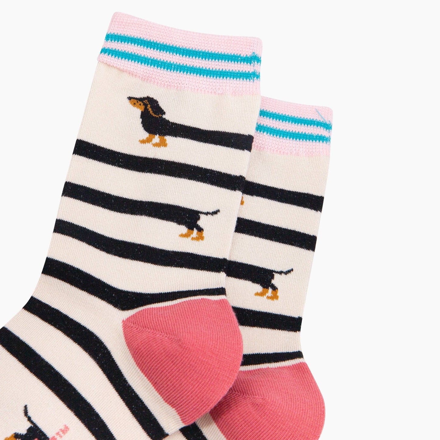 Winding Sausage Dog Bamboo Socks in Cream