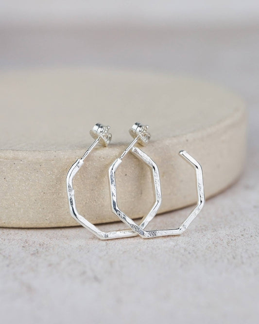 Lucy Kemp Jewellery - Sterling Silver Everyday Octagon Hoops
