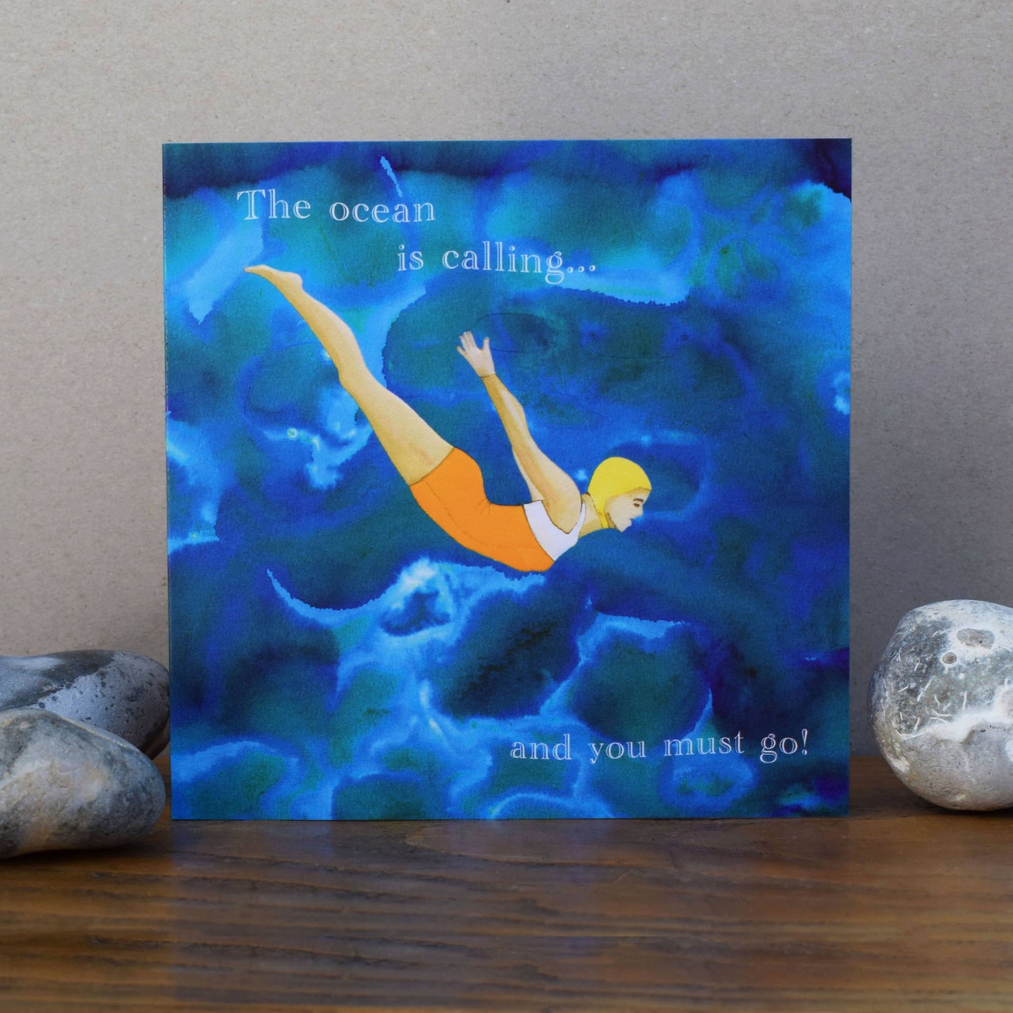 'The Ocean is Calling' (swimming/diving card)