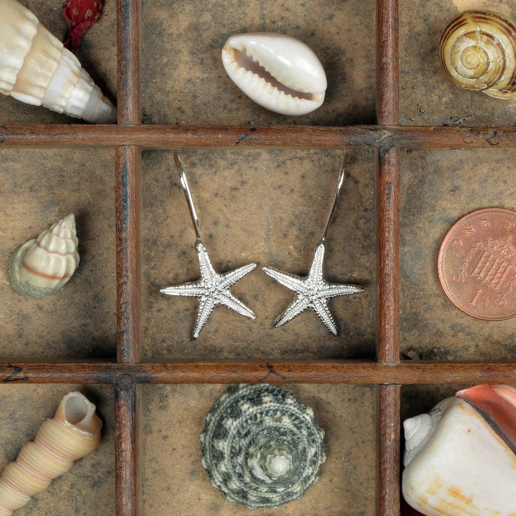 Starfish Drop Earrings, English Pewter Jewellery