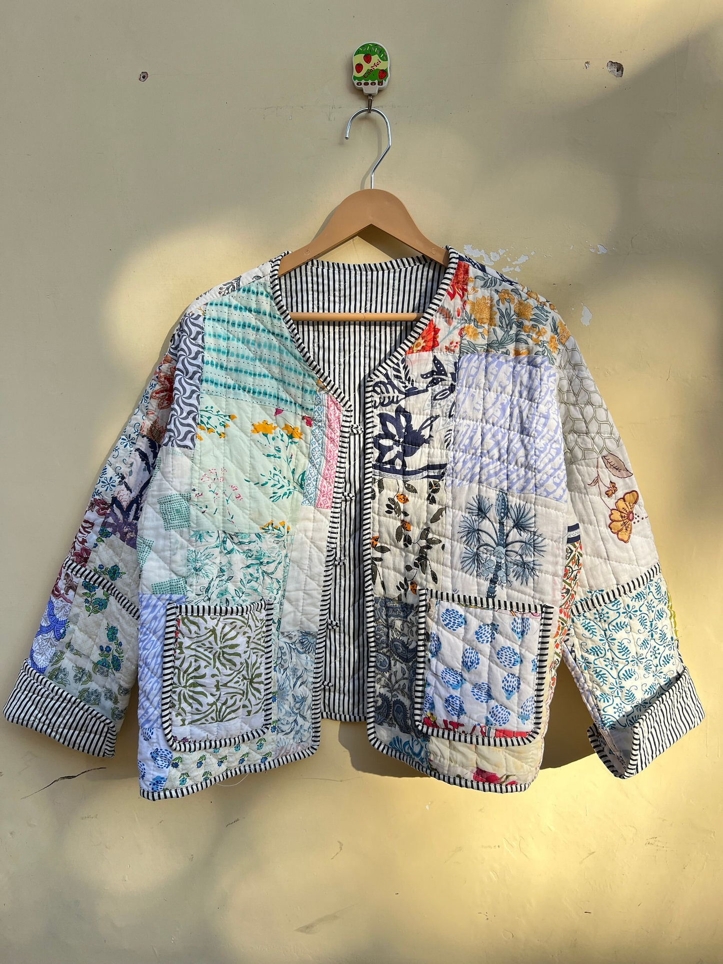 Reversible Quilted Cotton Patchwork Jacket - cream