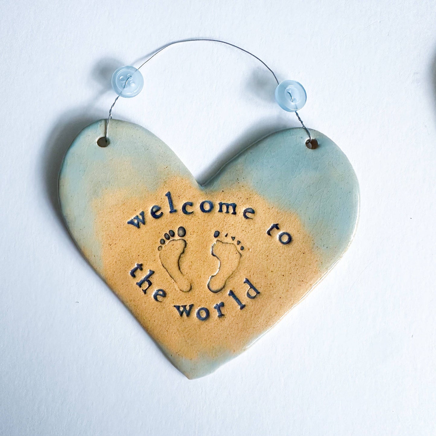 Ceramic Heart New Baby Gift Made in Wales UK