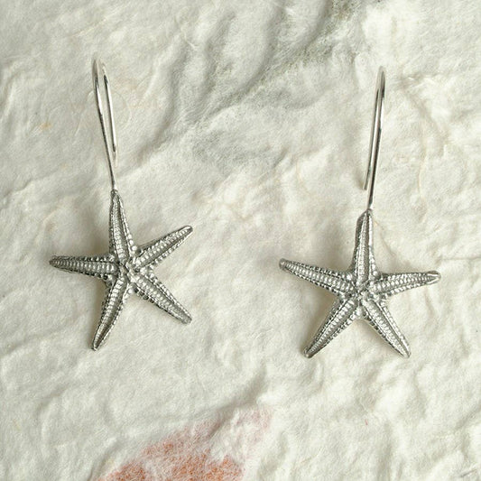 Glover & Smith - Starfish Drop Earrings, English Pewter Jewellery