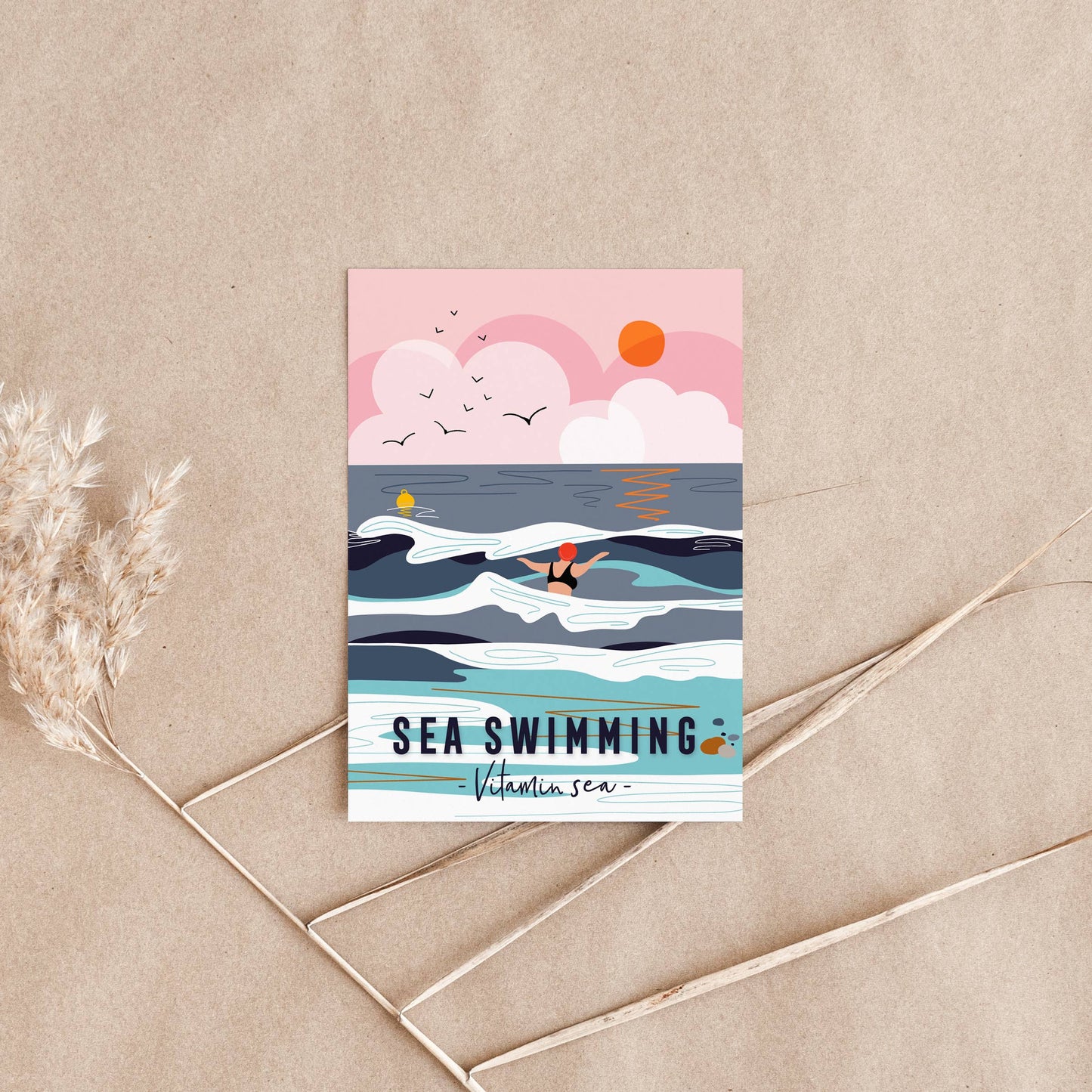 Onneke - Wild swimming print coastal print sea swimming poster print