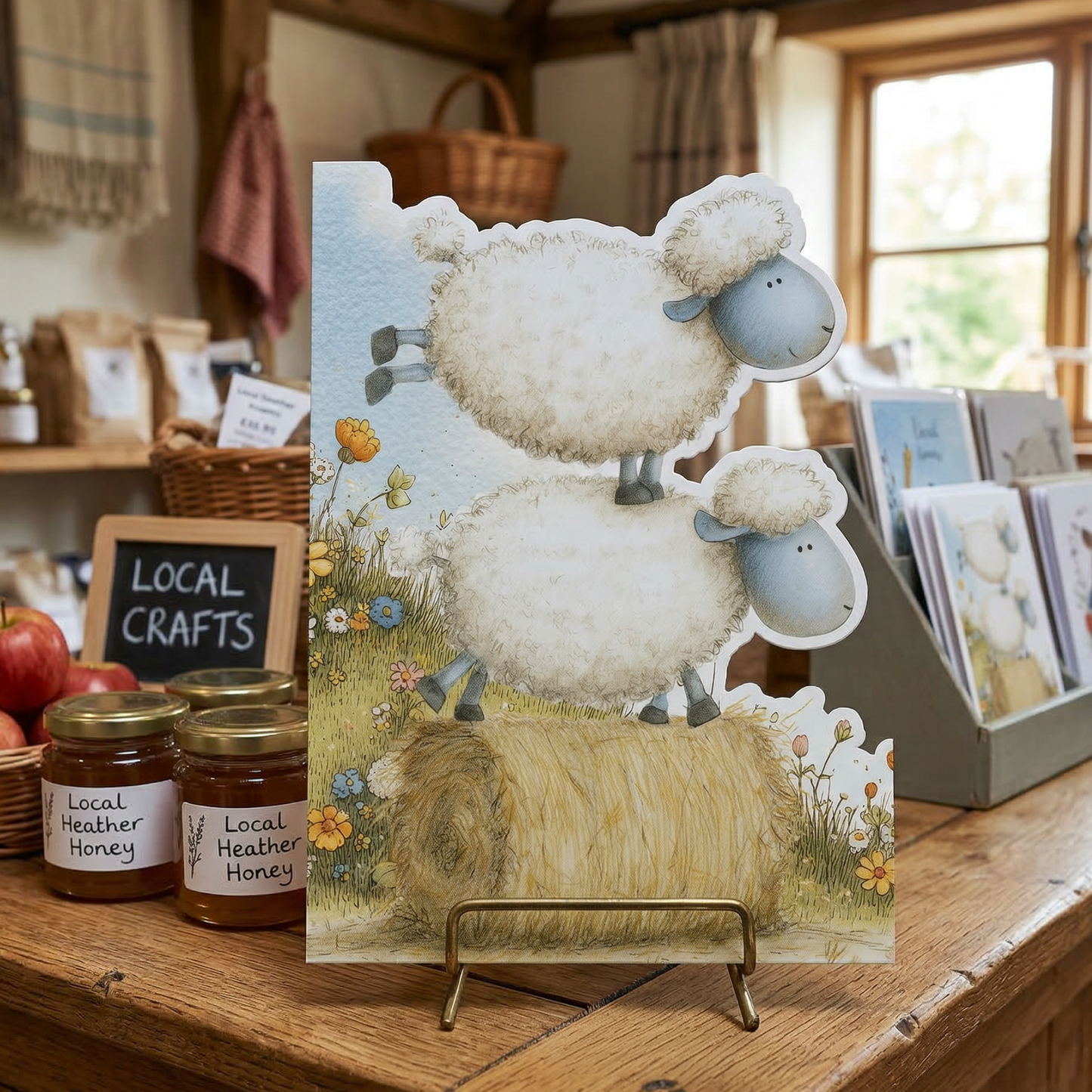 Farm Greeting Card, Die-cut: 'Sheep Bale'