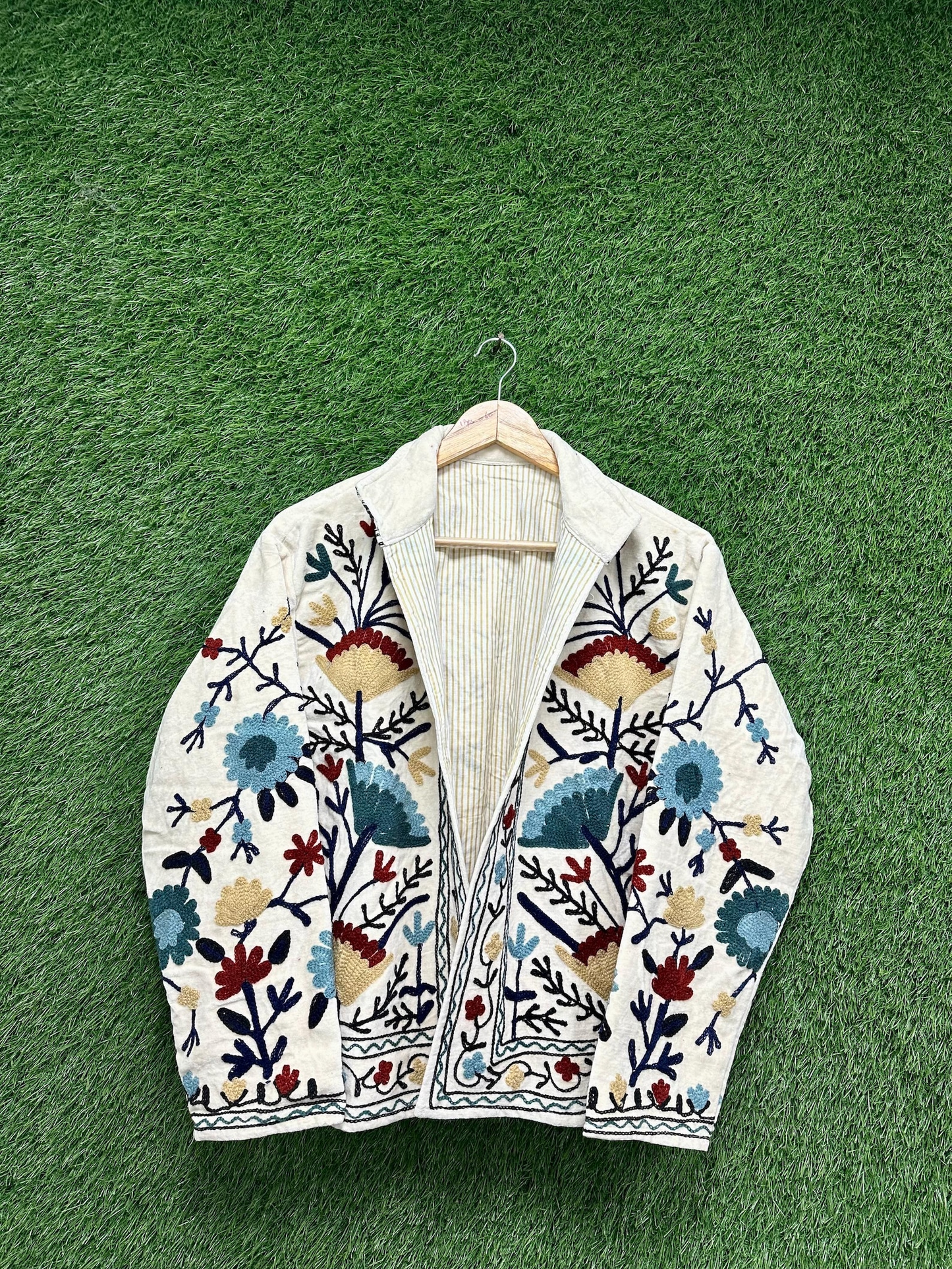 Boho Suzani Jackets, Hand Embroidered Cotton Velvet Quilted