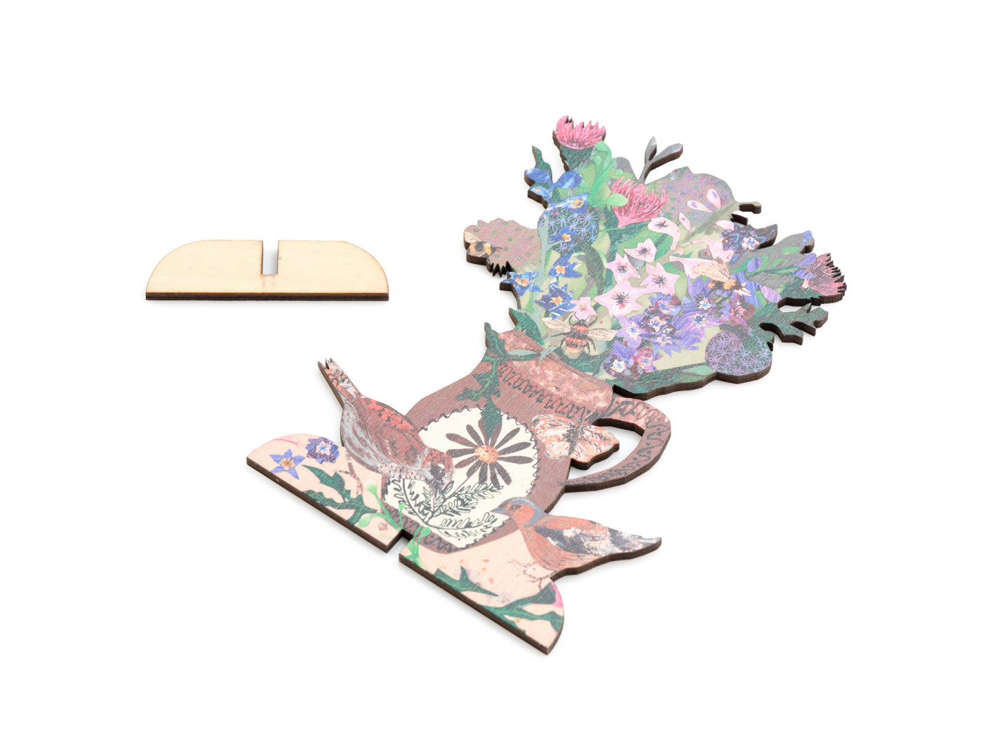 Clare O’Neill Artworks - Summer Blooms laser cut birch plywood keepsake and stand.