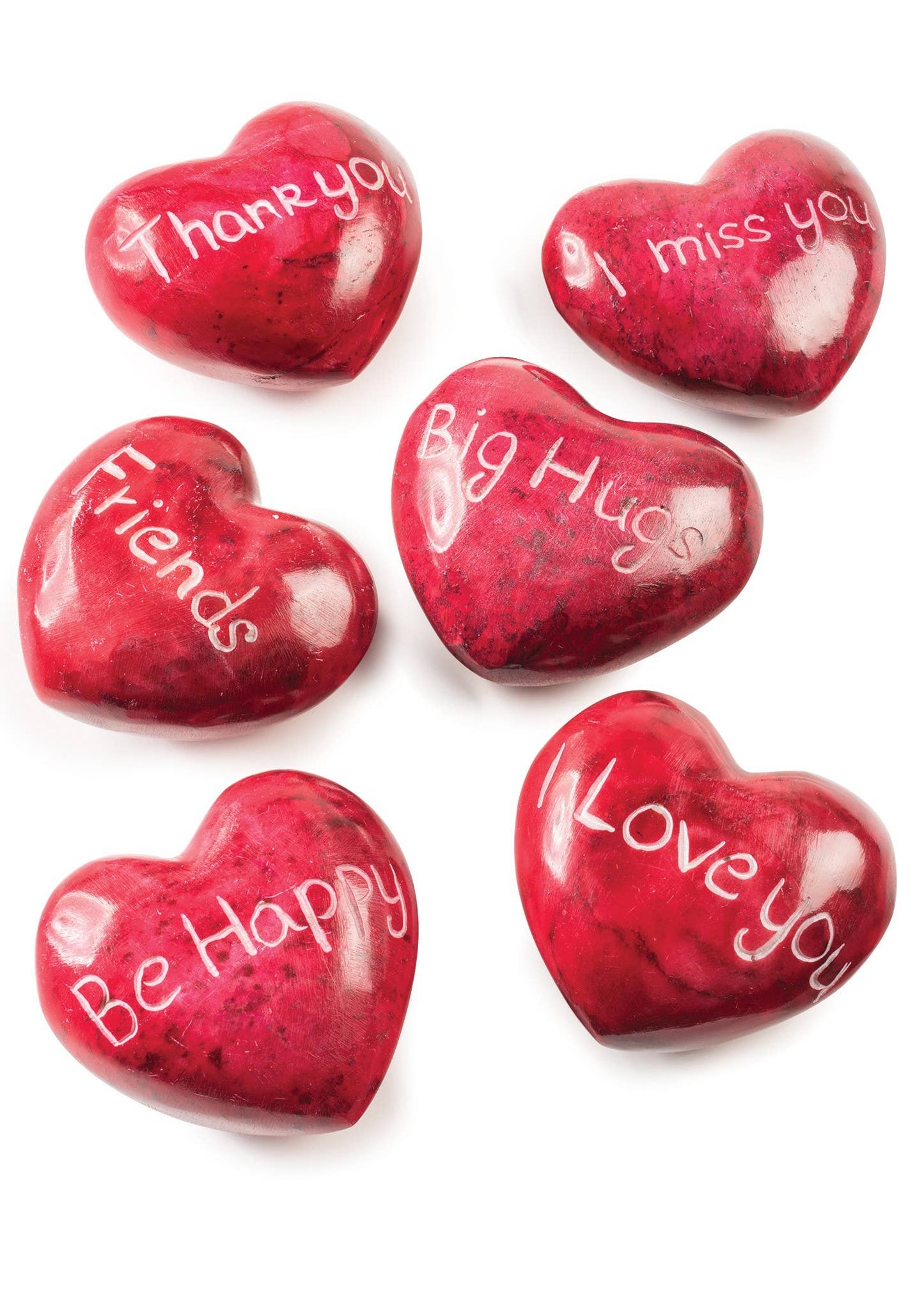 Namaste - Hand Carved Red Soapstone Heart With Message