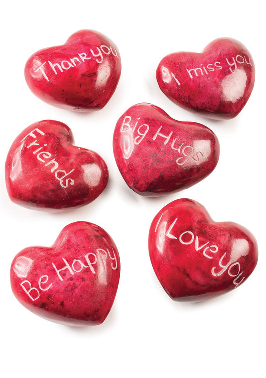 Namaste - Hand Carved Red Soapstone Heart With Message