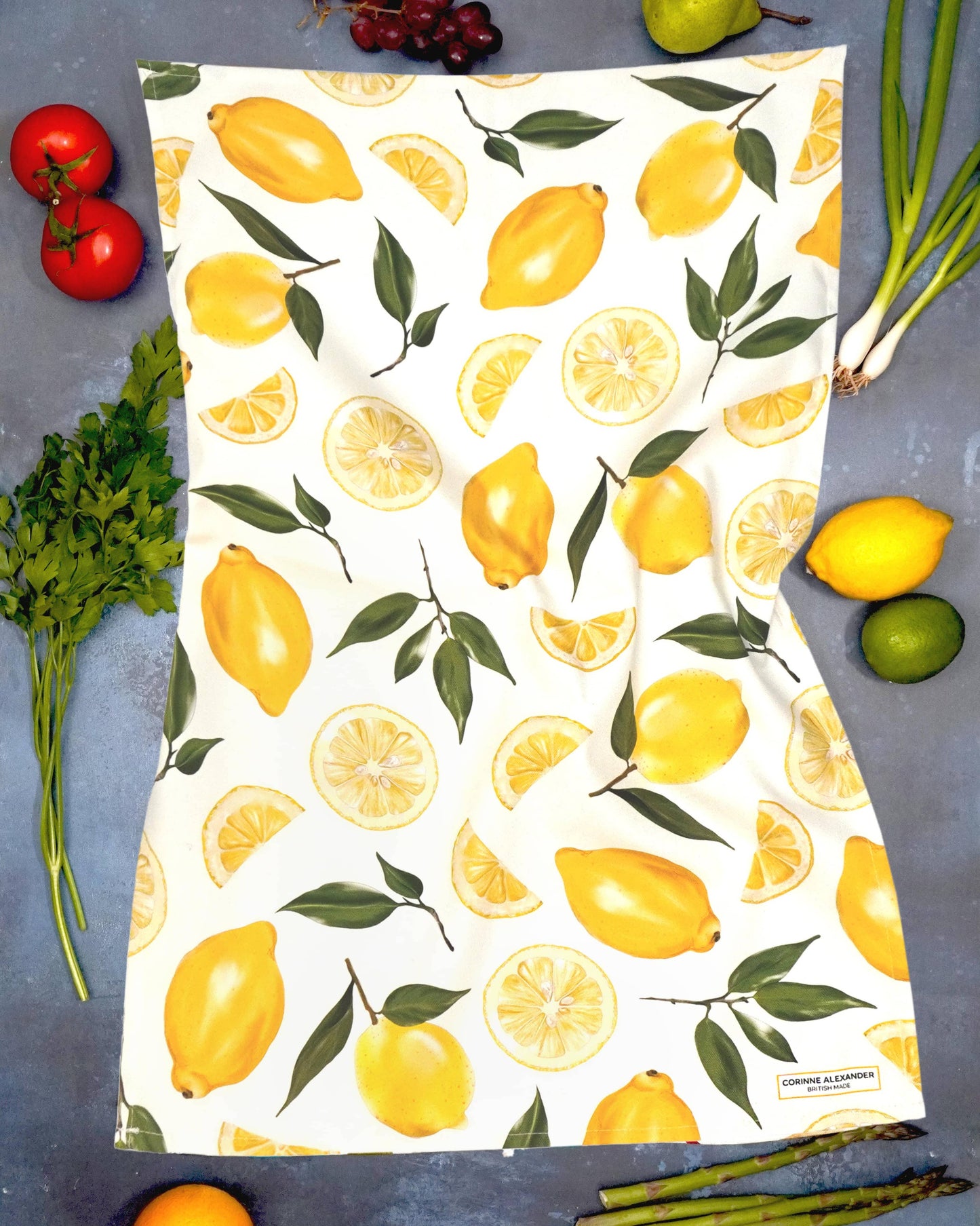 Lemon Tea Towel - British - Cotton – Yellow Kitchen Towel