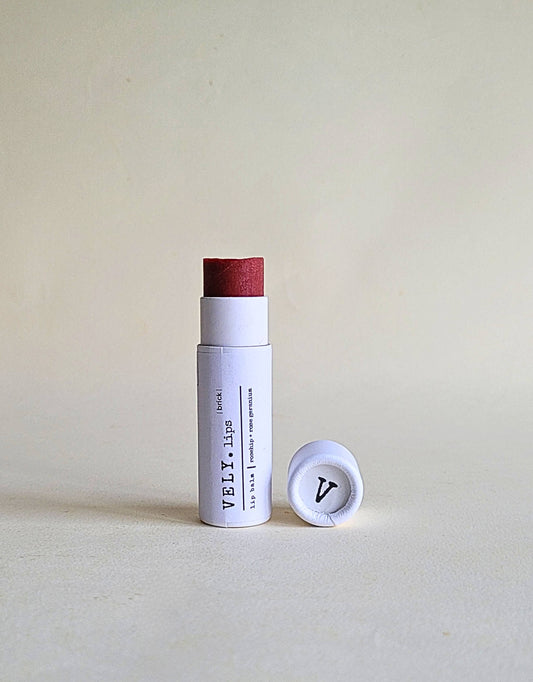 The Vely Soapery - Natural Tinted Lip Balm "Brick" with Rosehip and Geranium