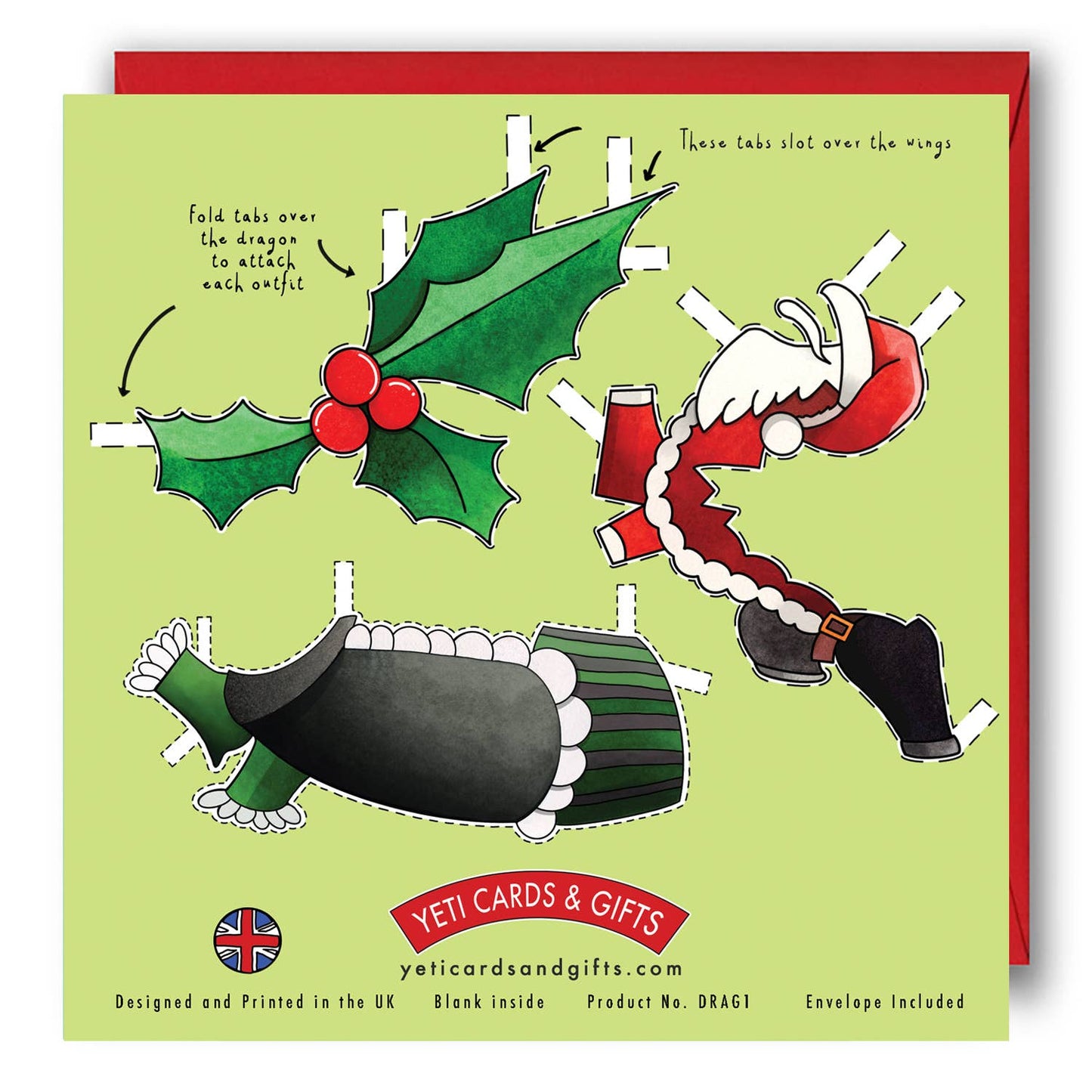 Dress a Welsh Dragon Christmas Card