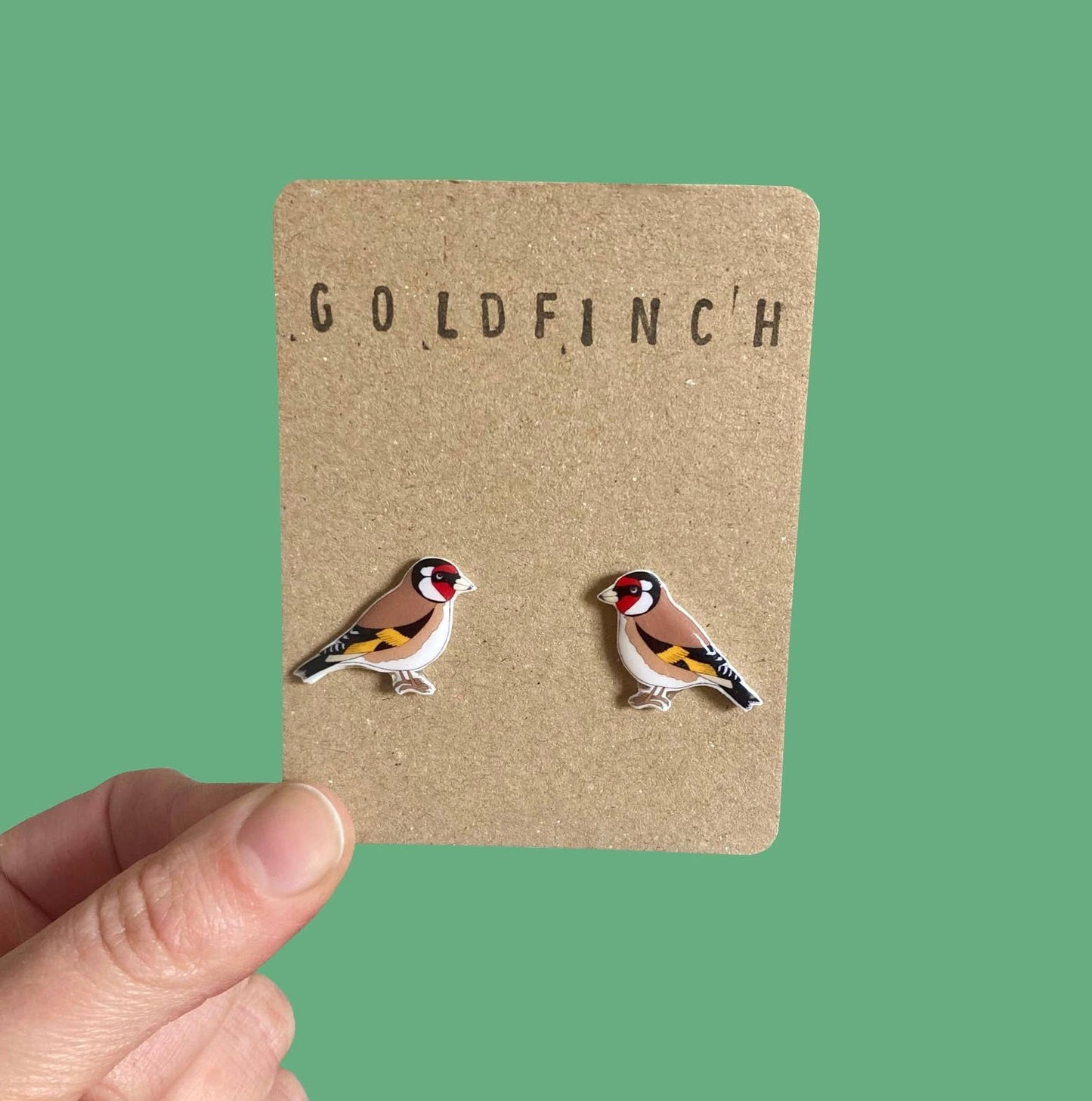 RatBeanCat - Little Goldfinch bird earrings