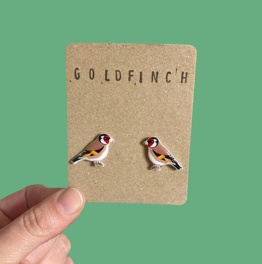 RatBeanCat - Little Goldfinch bird earrings