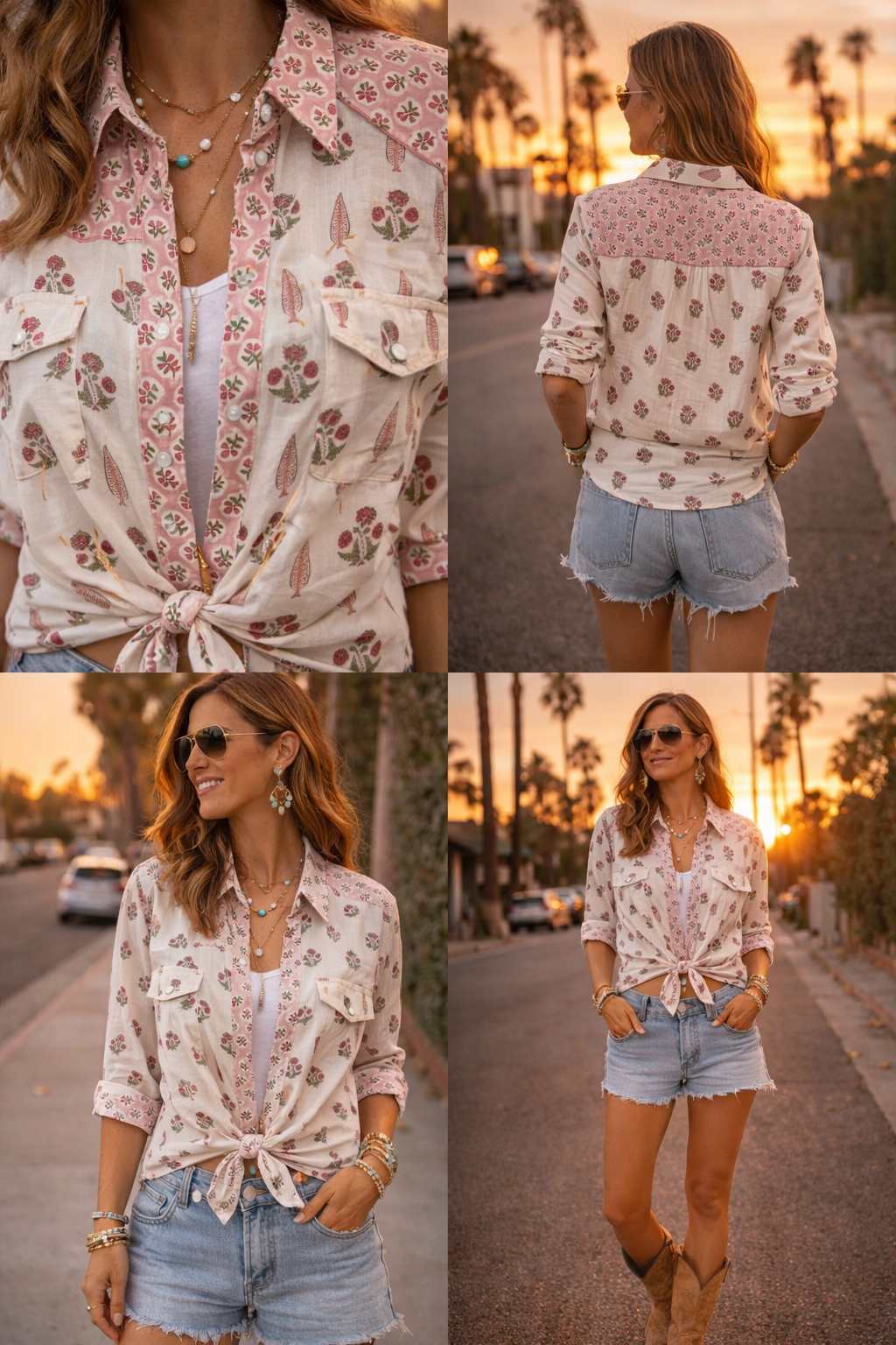 Long sleeve western style shirt in cotton voile - with a beautiful wood block print .