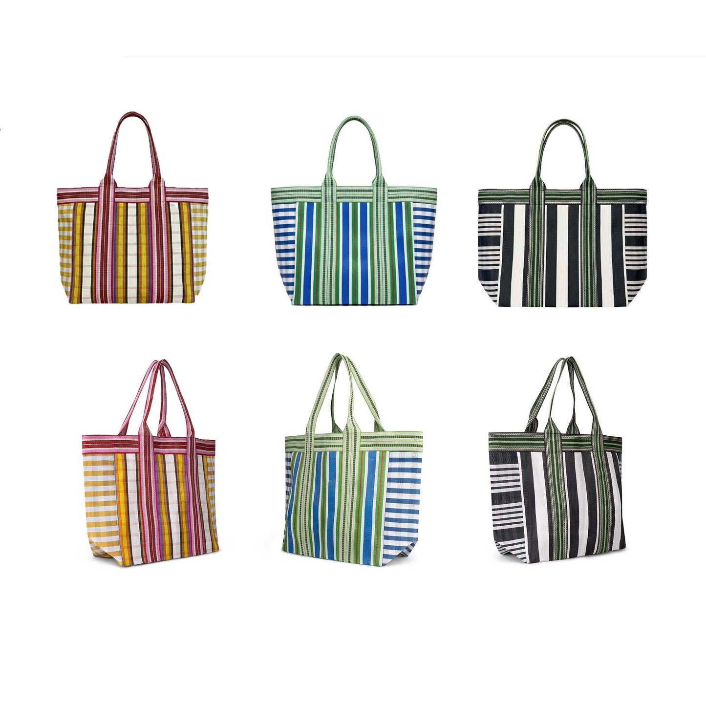 British Colour Standard - Eco Woven Shopper / Beach Bag in Jet and Grass Green