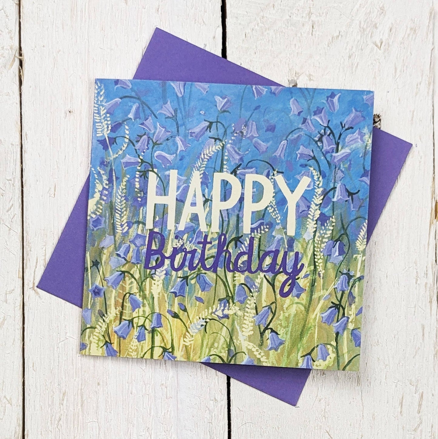 Driftwood Designs - Birthday Harebells Square Greetings Card