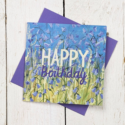 Driftwood Designs - Birthday Harebells Square Greetings Card