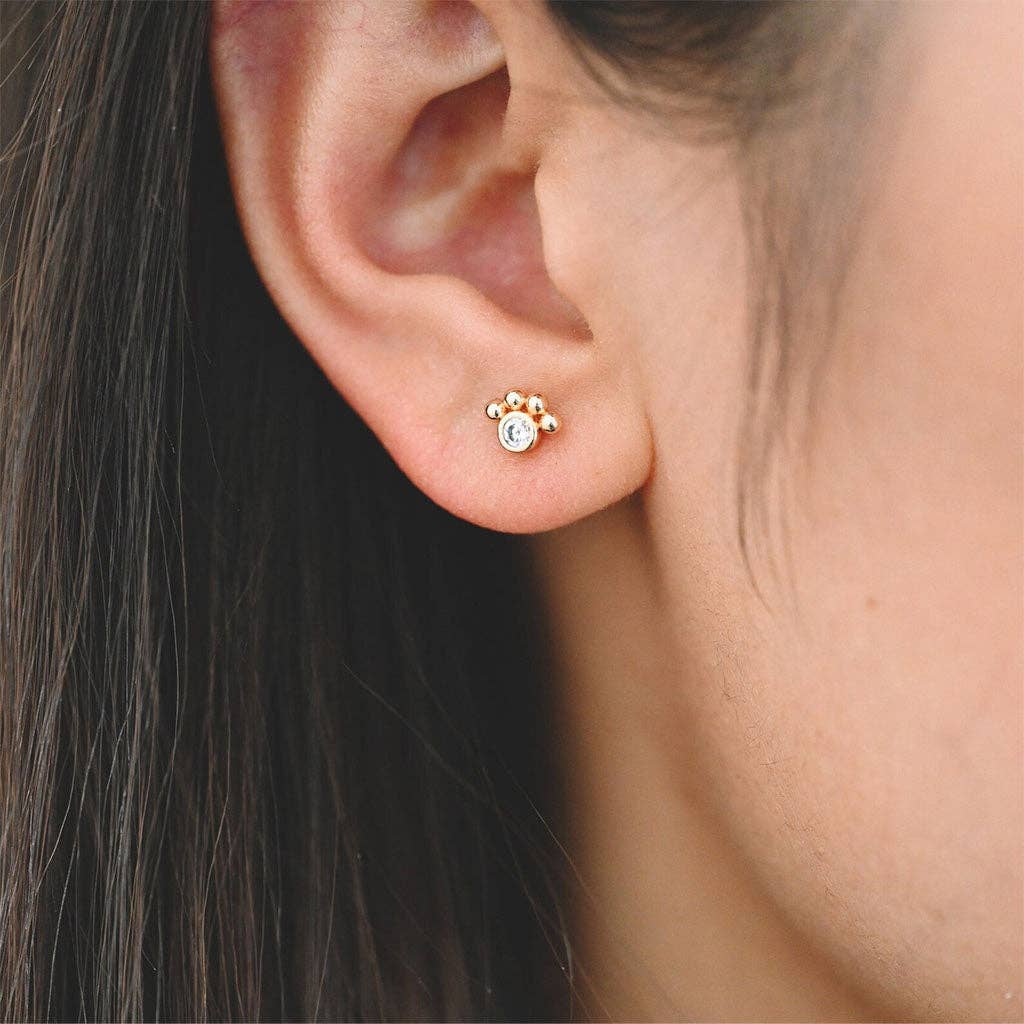 Paw Print Stud Earrings: Original Art in a Glass Dome