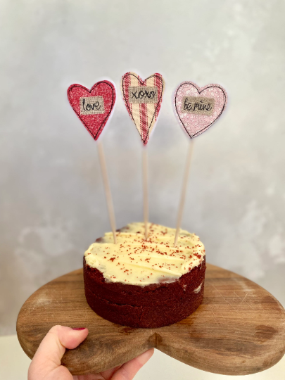 Girl Friday Embroidery - Valentines cake toppers