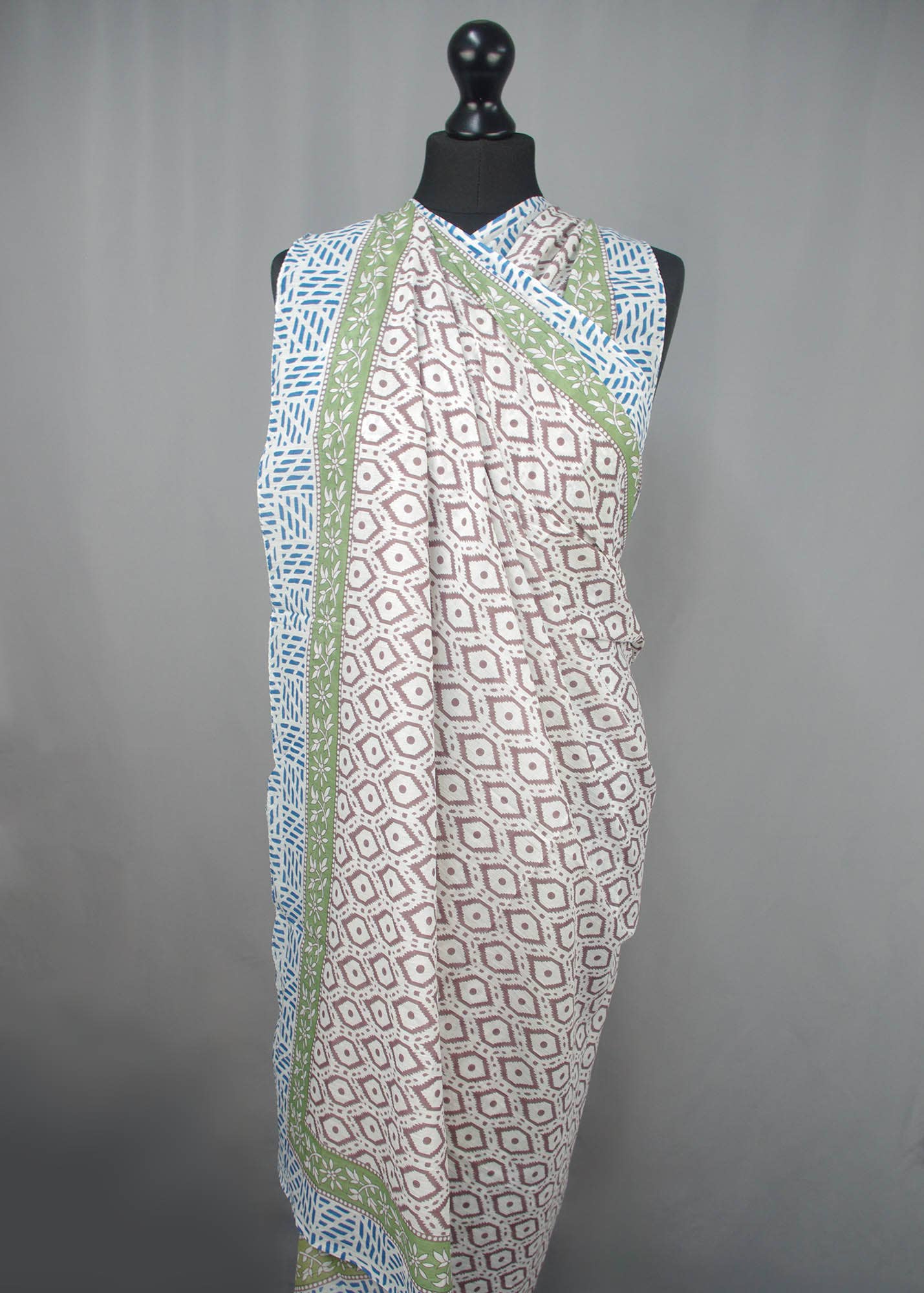 Kantha Decor - Beach  Coverup Sarong Pareo - Brown Honeycomb