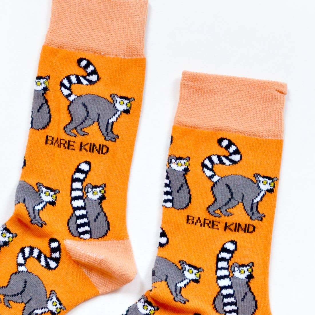 Lemur Socks | Bamboo Socks | Orange Socks | Funky Socks: UK Adult 4-7 / Single Pair / Lemurs