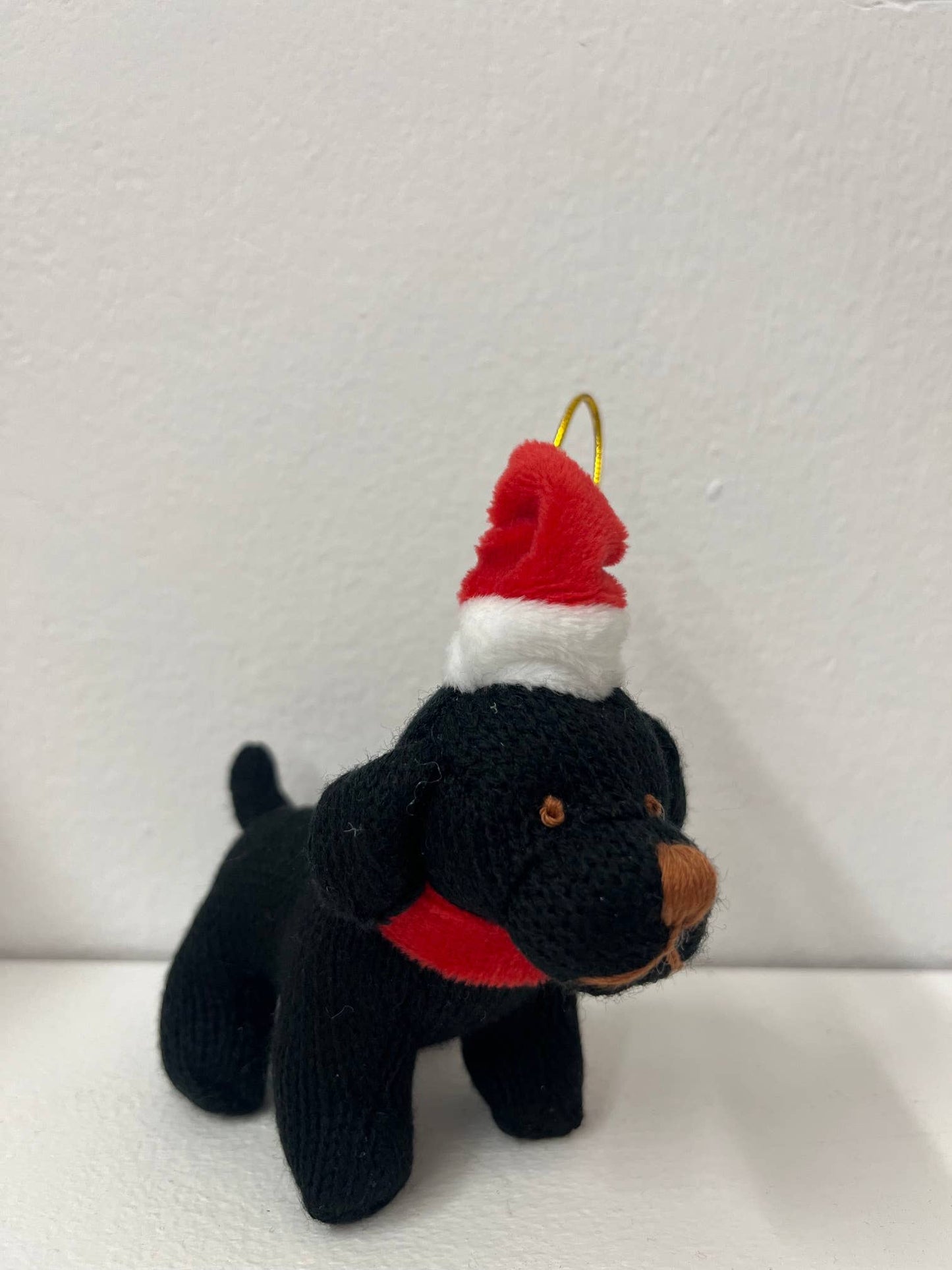 Black Dog Christmas Decoration, Knitted Dog Hanging Decor