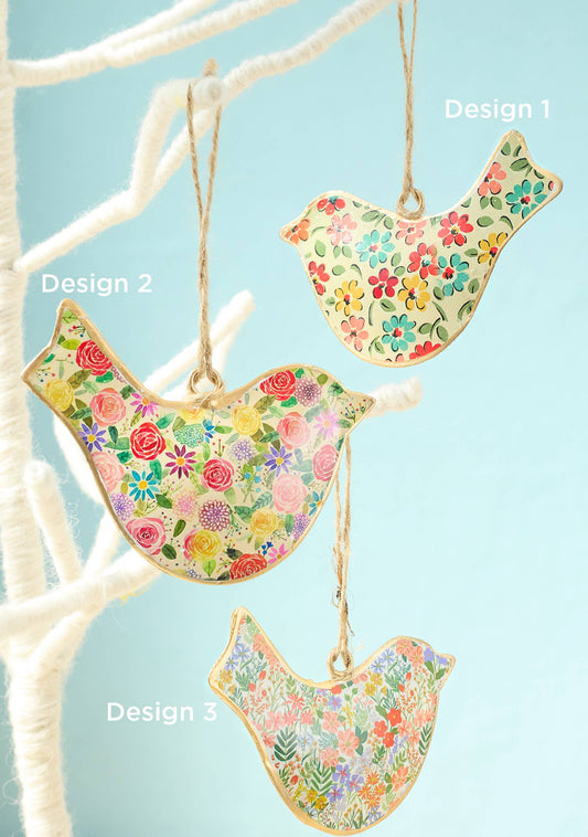 Namaste - Floral Metal Bird Decoration
