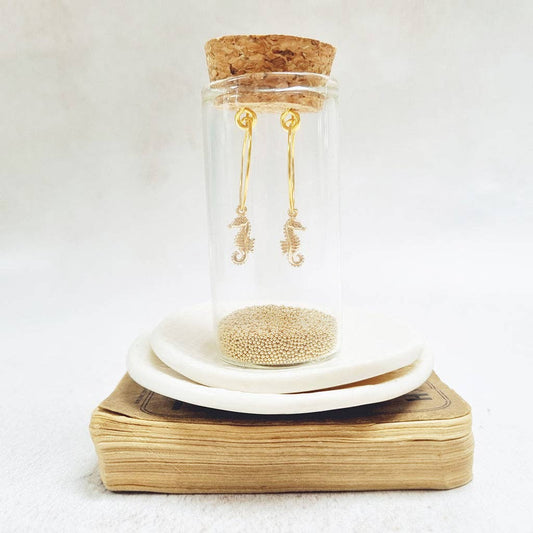 Zamsoe - Gold Plated seahorse Hoop Earrings.