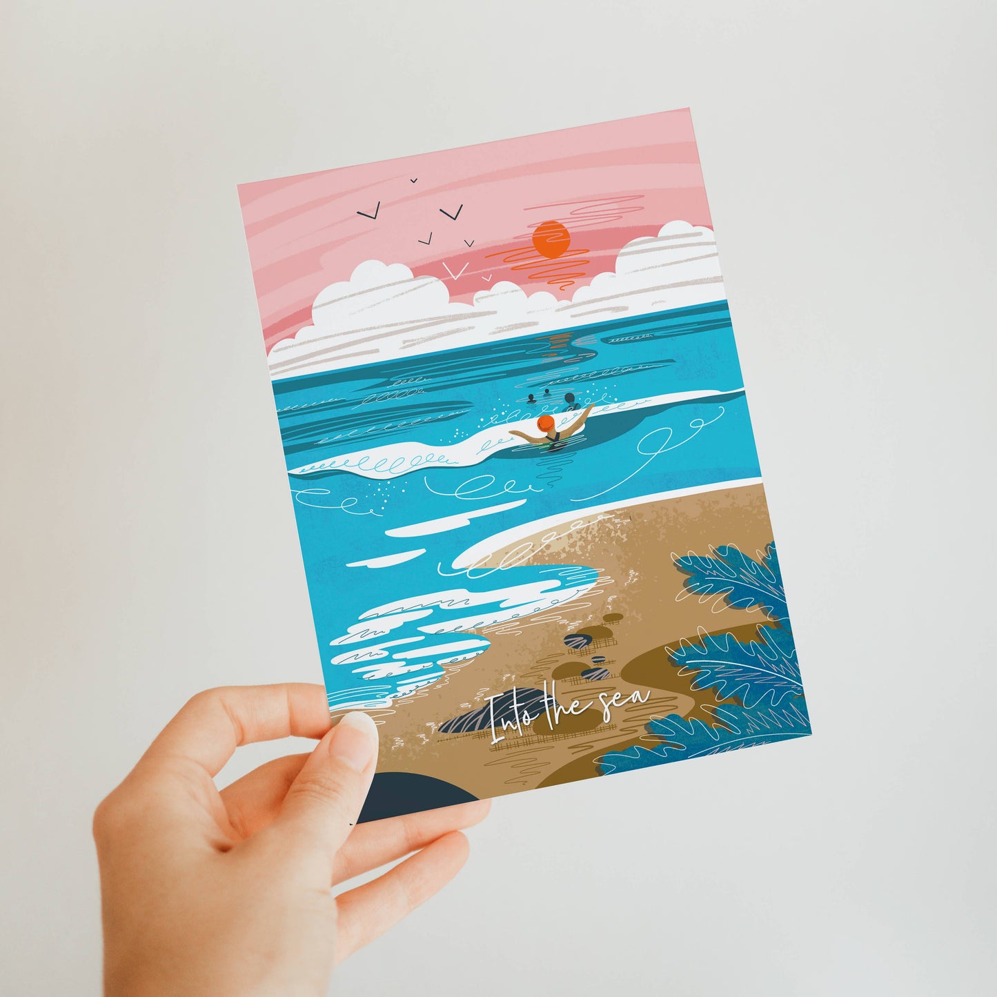 Onneke - Wild swimming card sea swimming card into the sea card