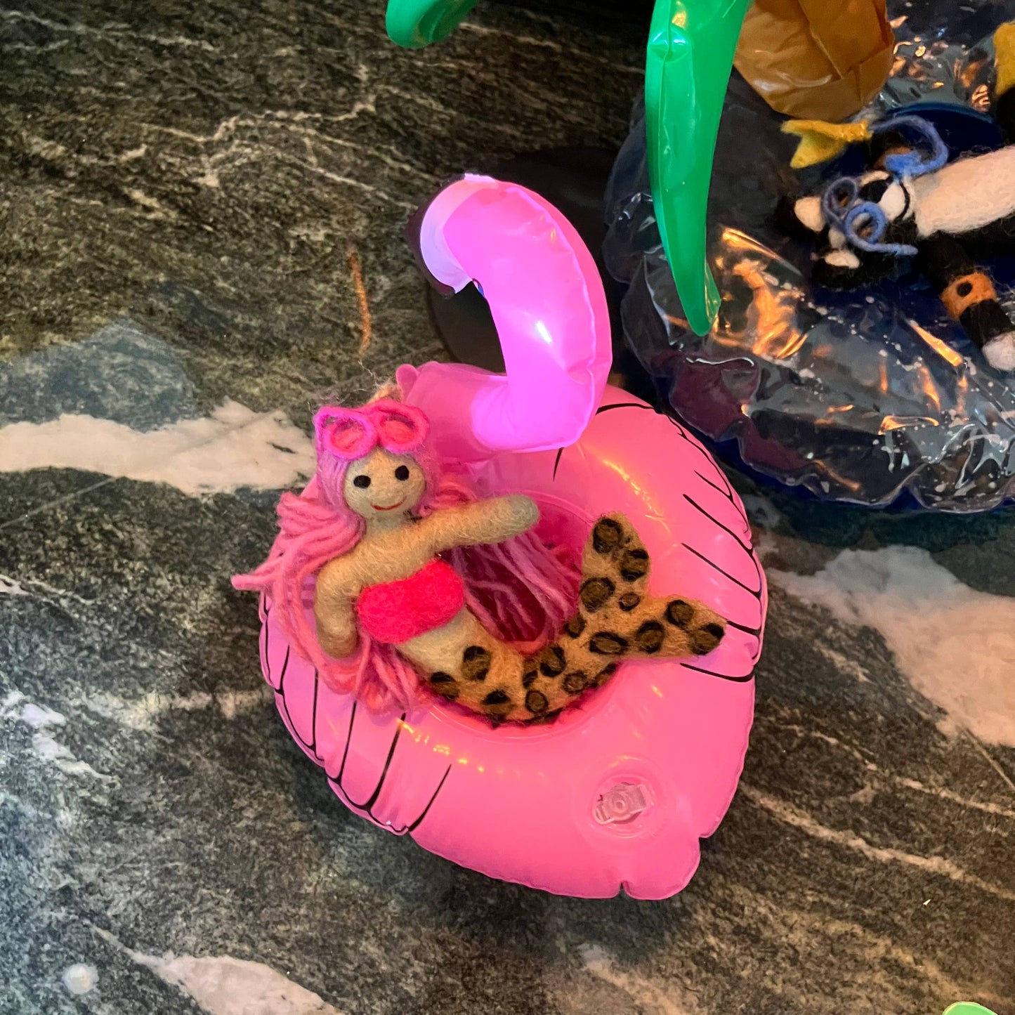 Handmade Felt Lexi Leopard Print Mermaid Hanging Decoration