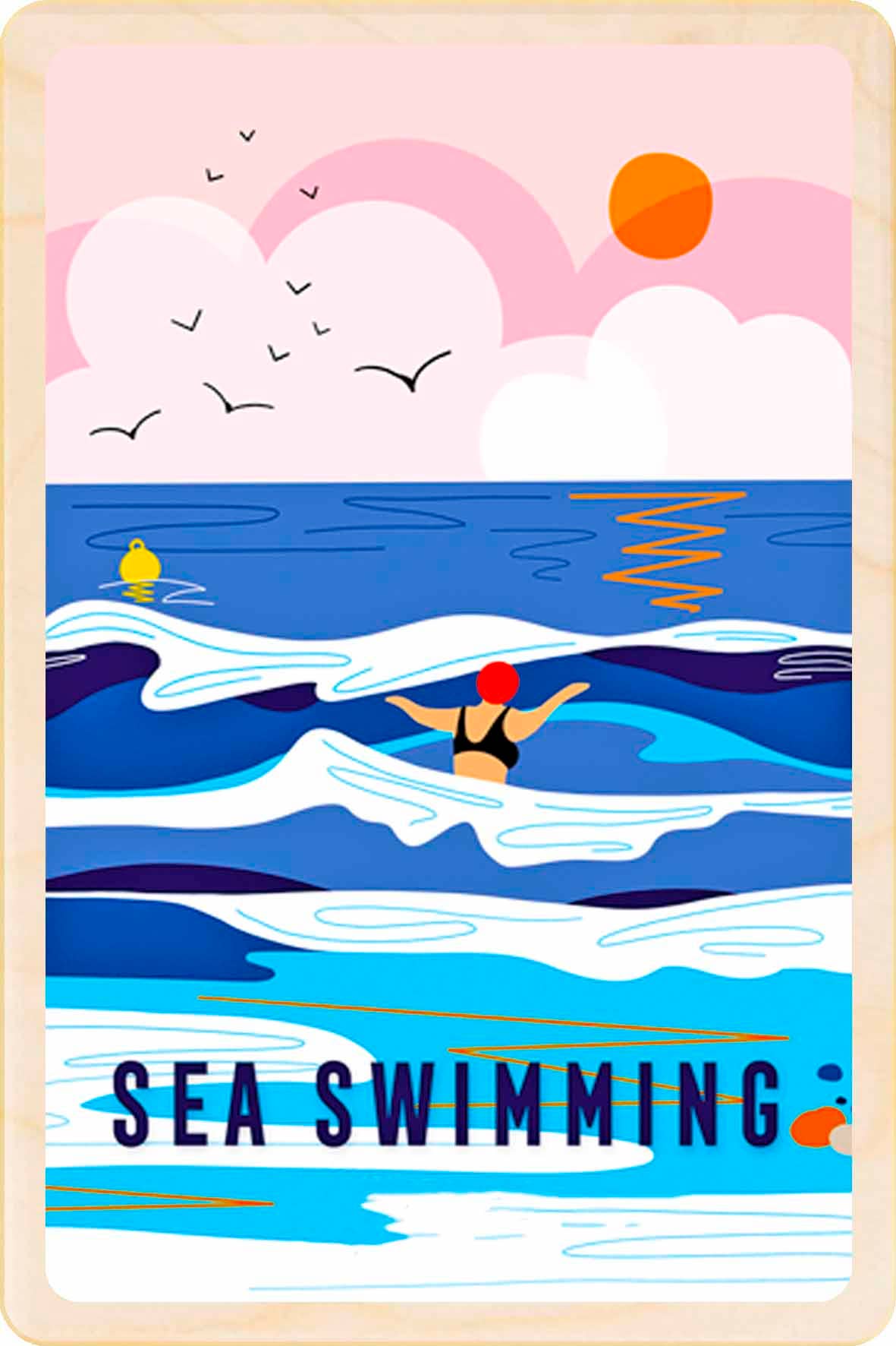 The Wooden Postcard Company - Sea swimming wooden postcard