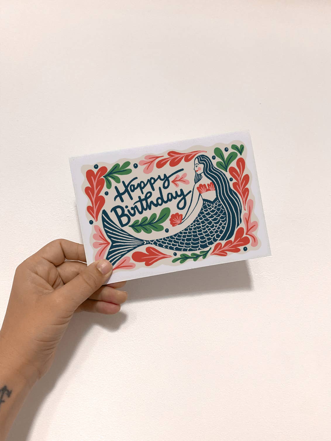Happy Birthday Floral Mermaid Card