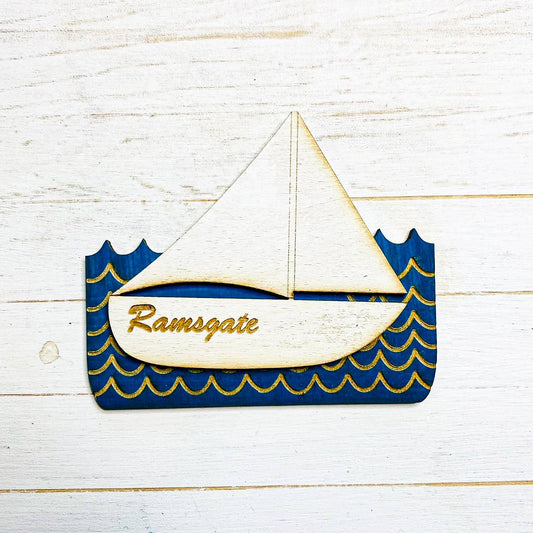 Gorgeous Little Bits - Sailing Boat Engraved Moelfre Magnet