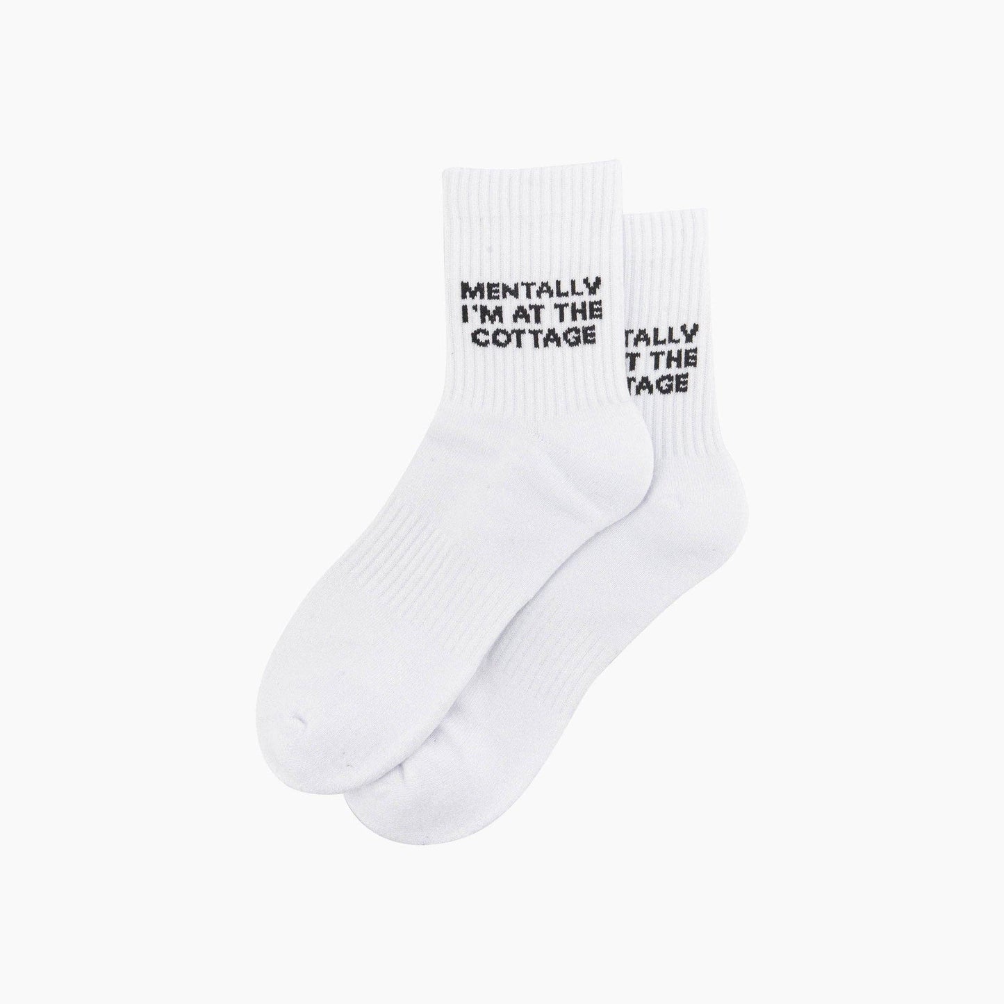 Mentally I'm At The Cottage Organic Cotton Sports Socks in White
