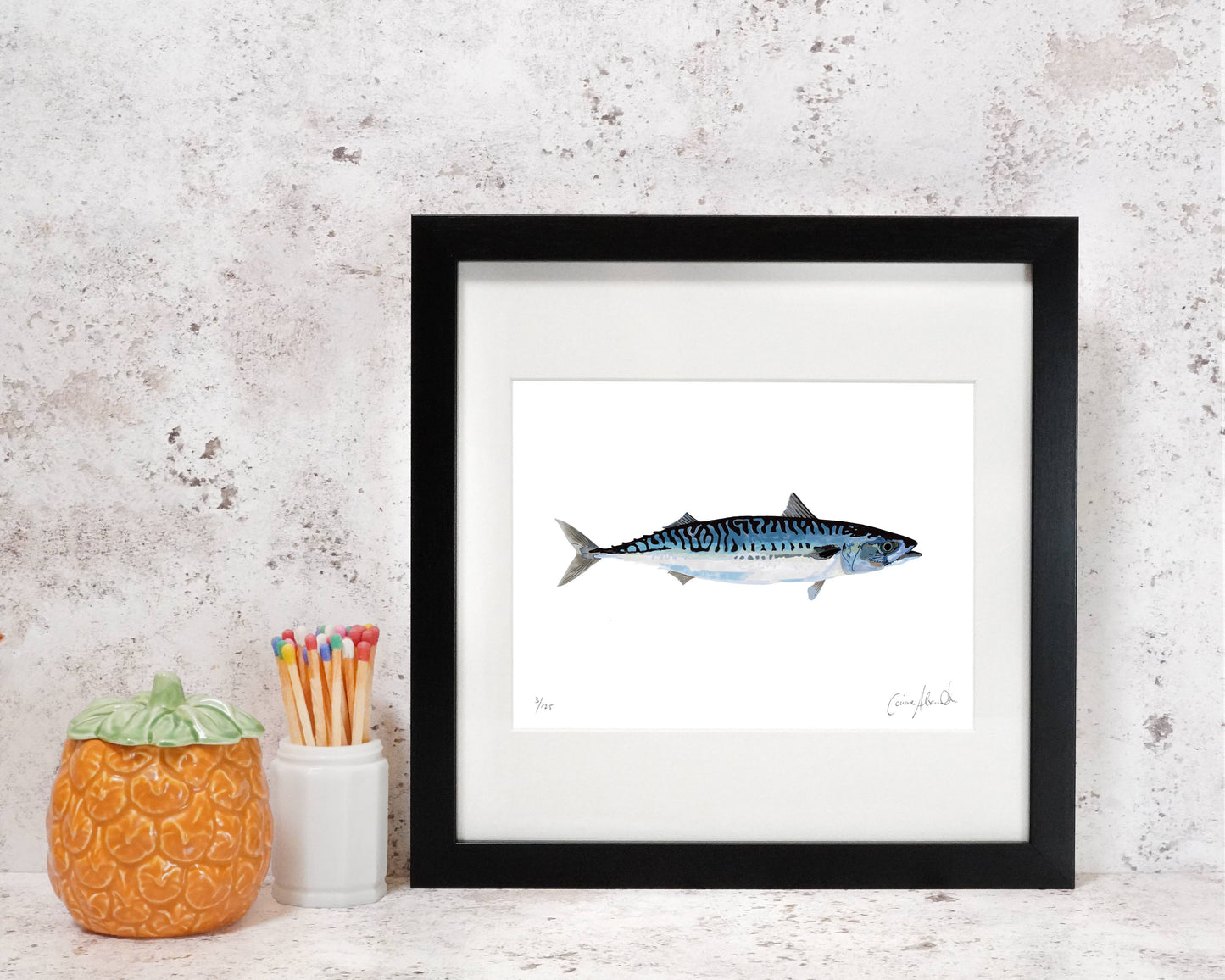 Mackerel Illustration - Framed Print - Bathroom/Kitchen Art