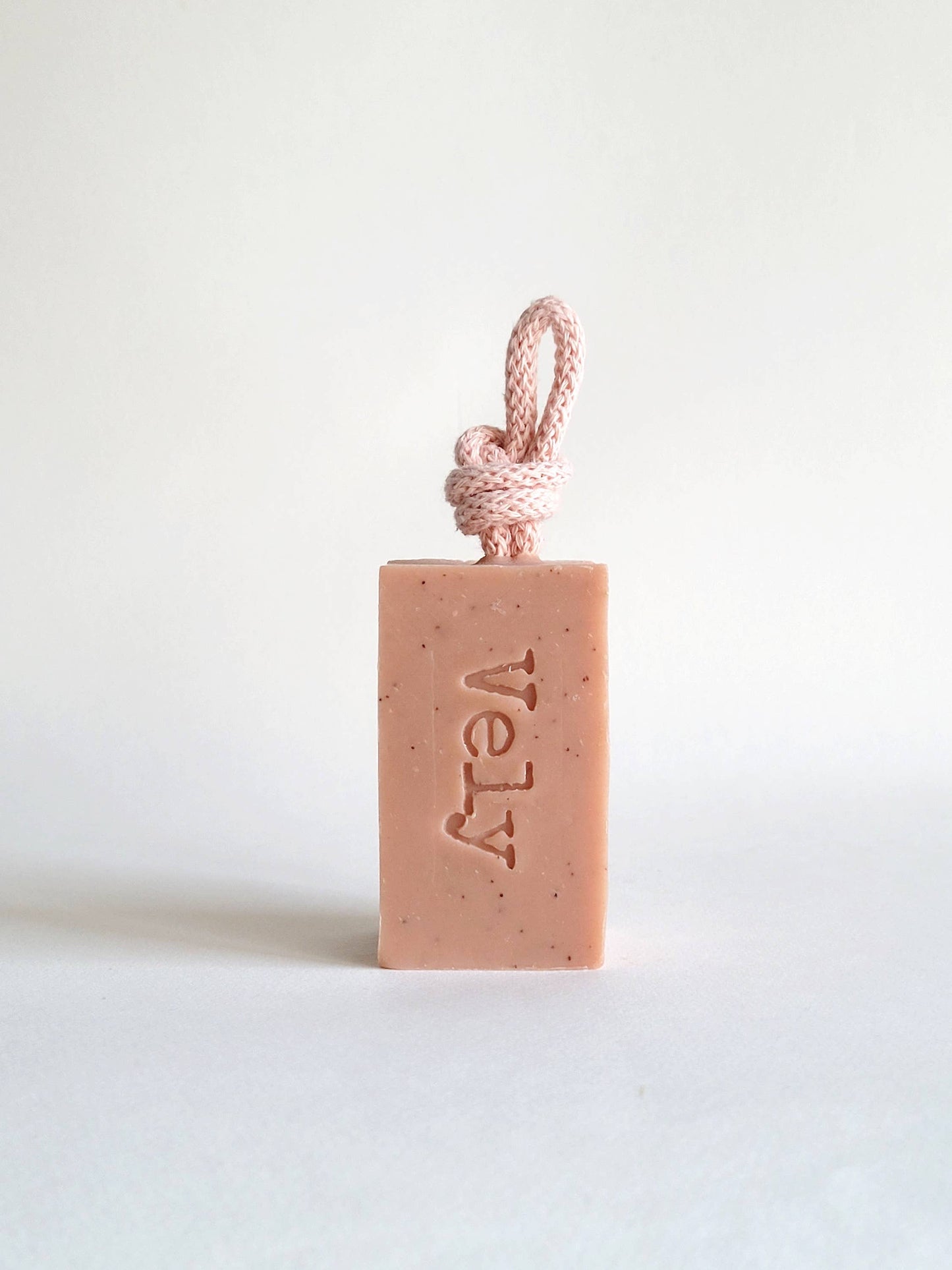 The Vely Soapery - Natural Handmade Soap On A Rope With Pink Clay  "Amélie"
