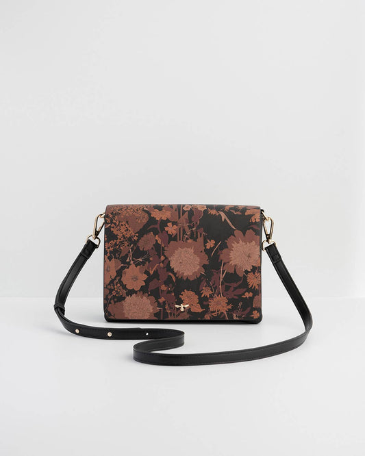 FABLE Deco Blooms Black Crossbody Purse