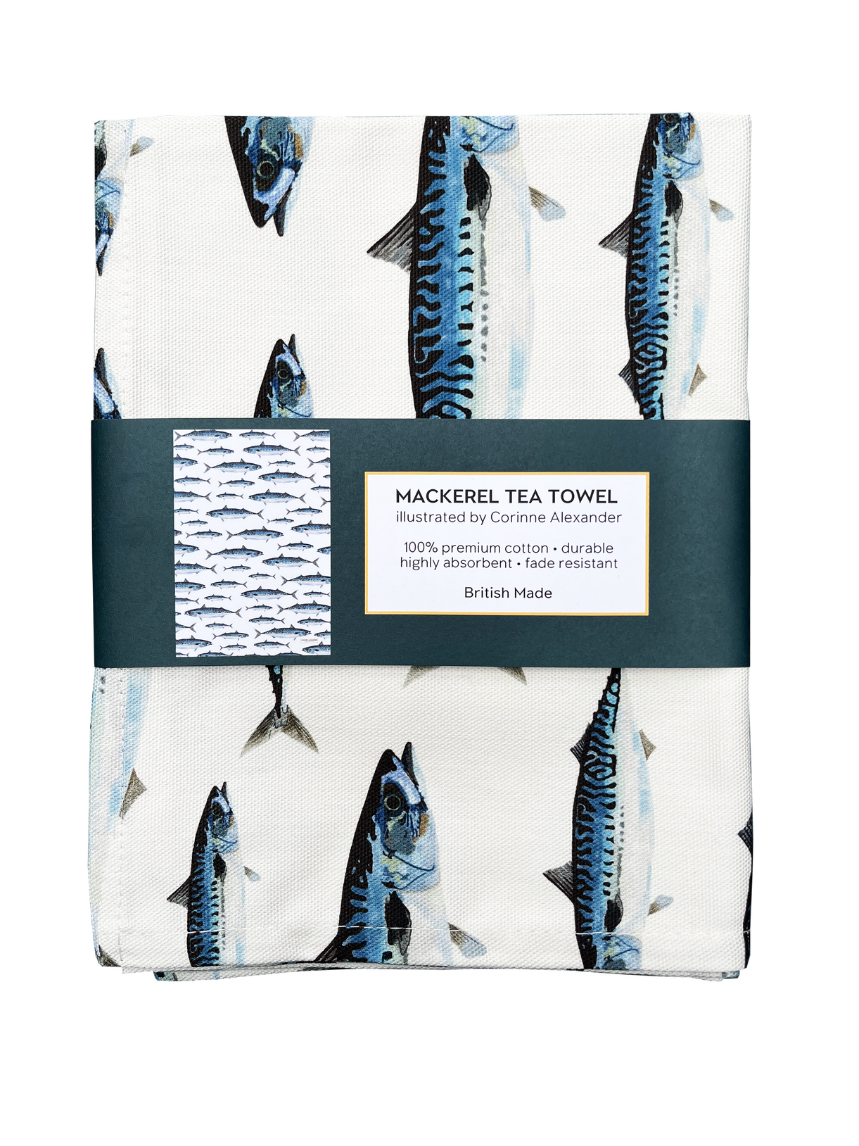 Mackerel Tea Towel – 100% Cotton - Seaside Kitchen Towel