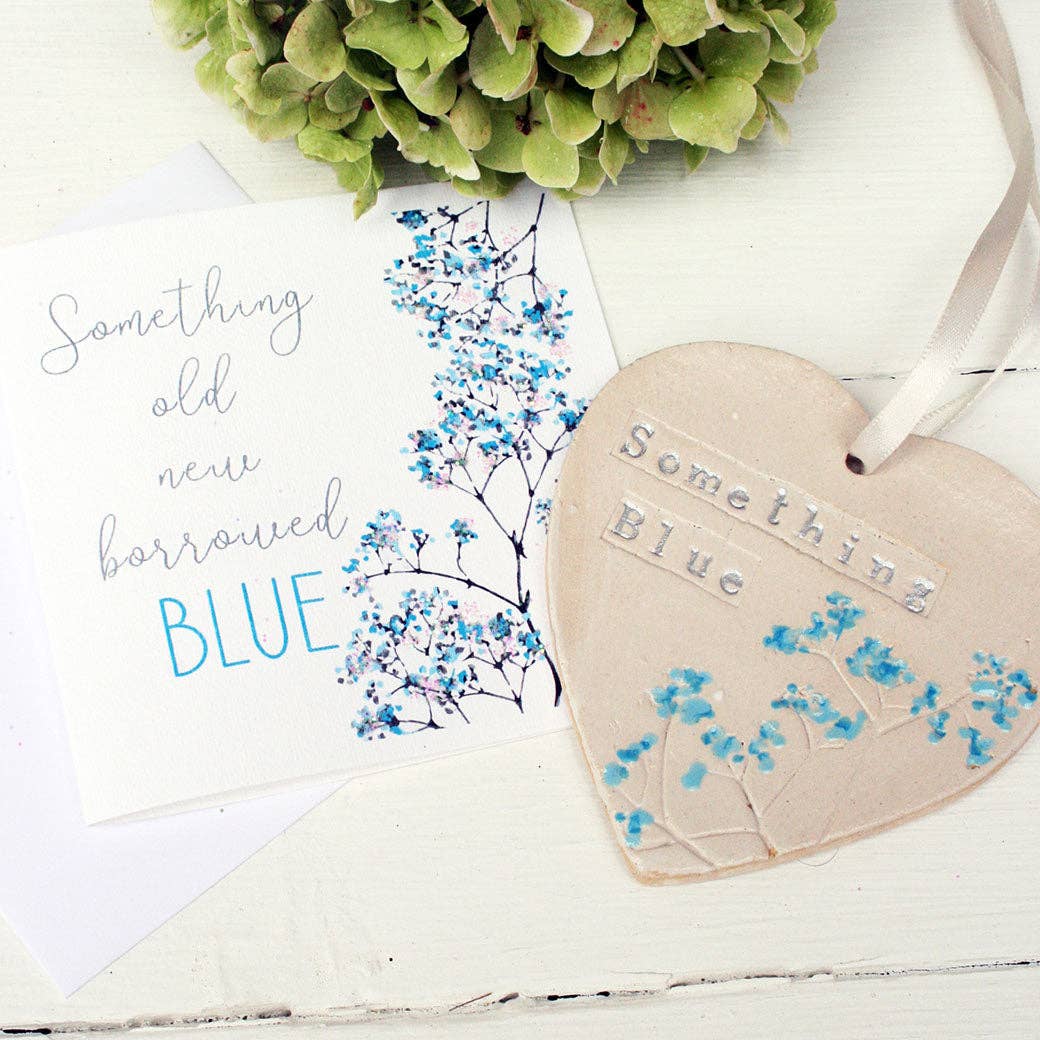 Floral Something Blue Hanging Heart