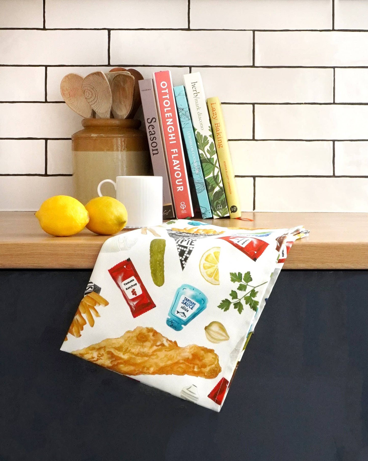 Fish & Chip Tea Towel - 100% Cotton - Novelty Kitchen Towel